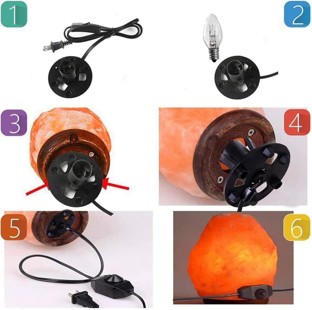 Himalayan Salt Lamp Cord, Dimmer Switch,Christmas Bulb,Salt Lamp Cord With Dimmer Control And Base Assembly,5 Feet,E12 Base For