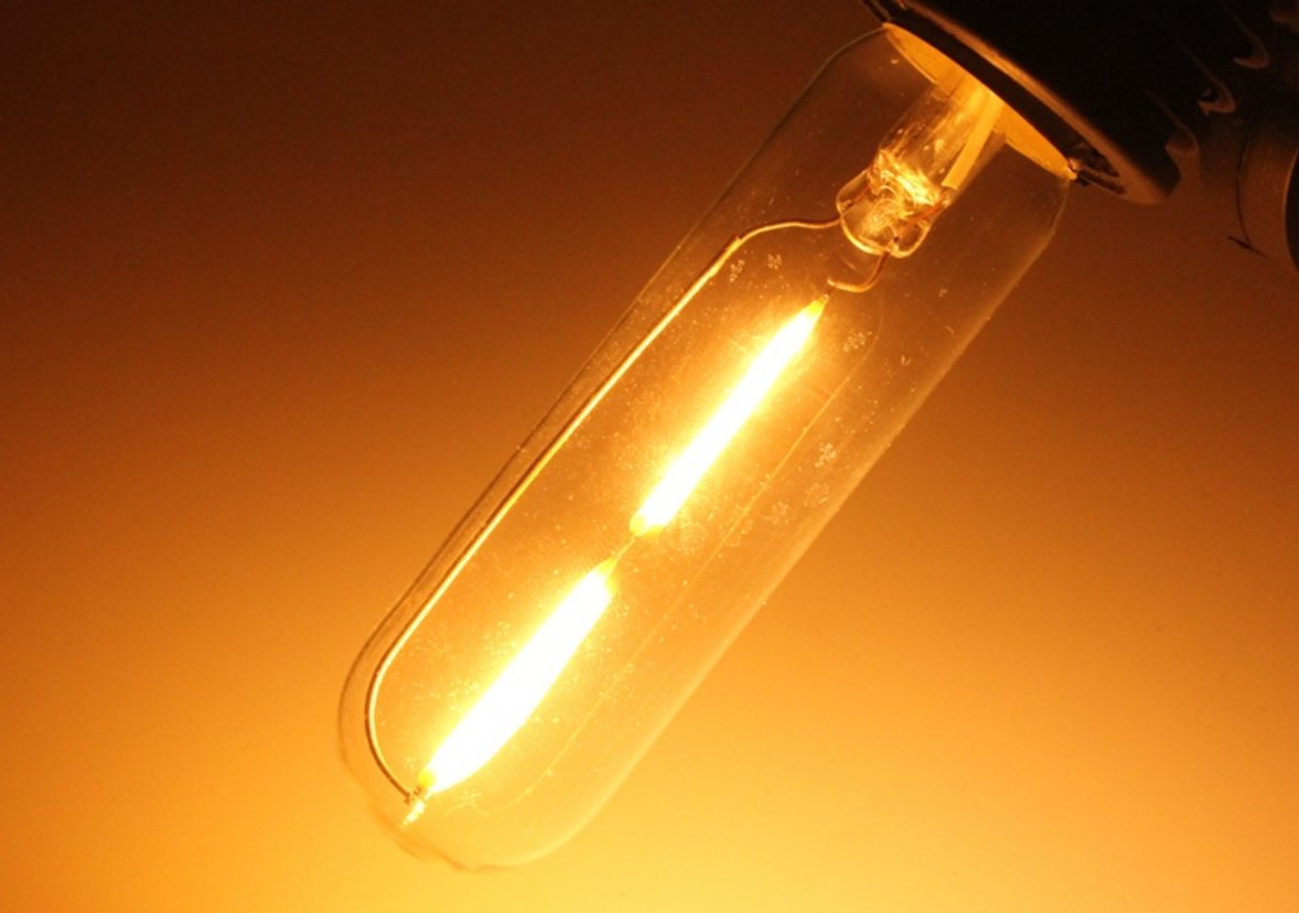 K JINGKELAI Vintage Edison LED Bulb 4 Pack, 2W Dimmable T10/T30, Warm White 2300K, Glass, Amber Cover