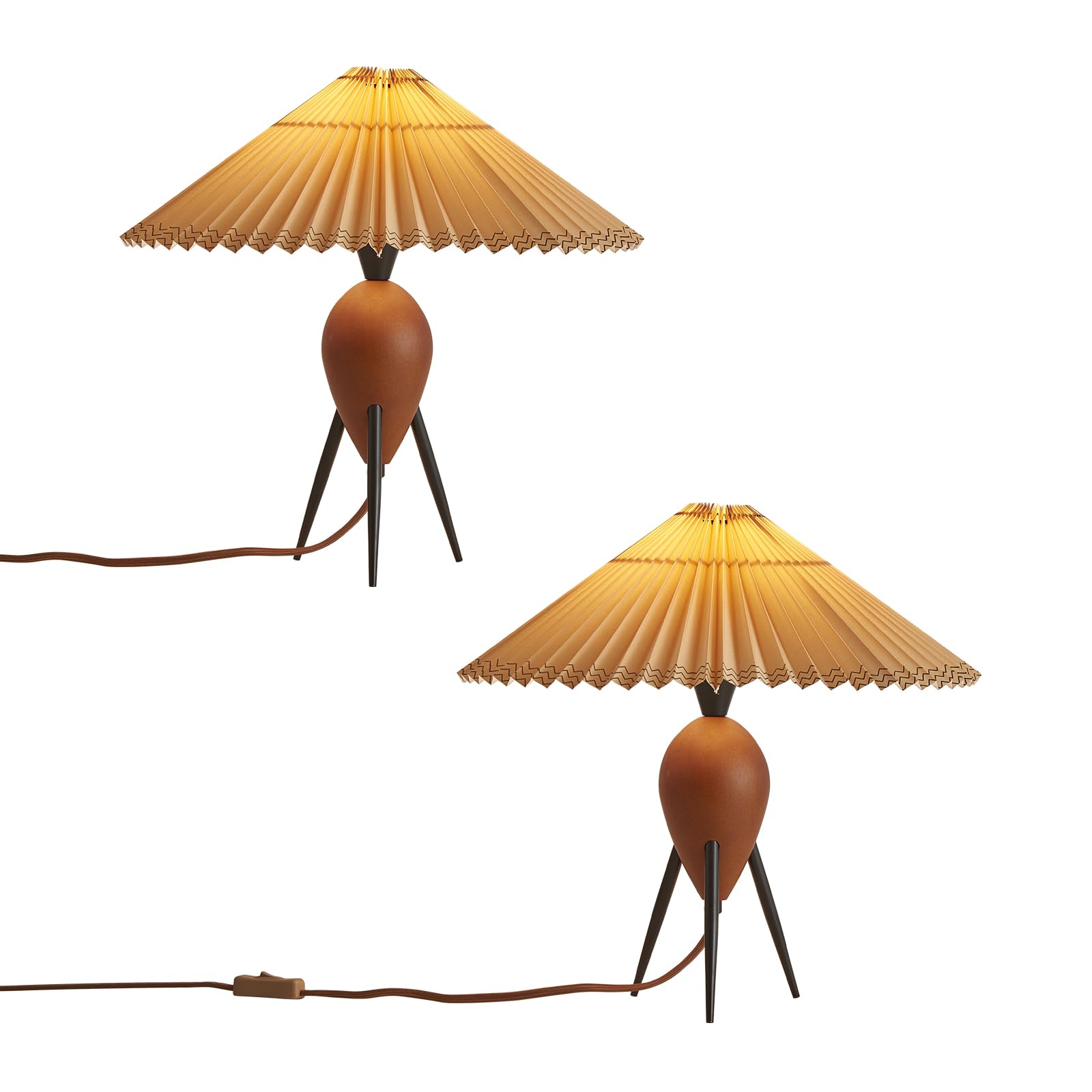 Fetason Red Wood Table Lamp Desk Lamp Set of 2 for Living Room Home Office, Modern Nightstand Table Lamp for Bedroom, Farmhouse 