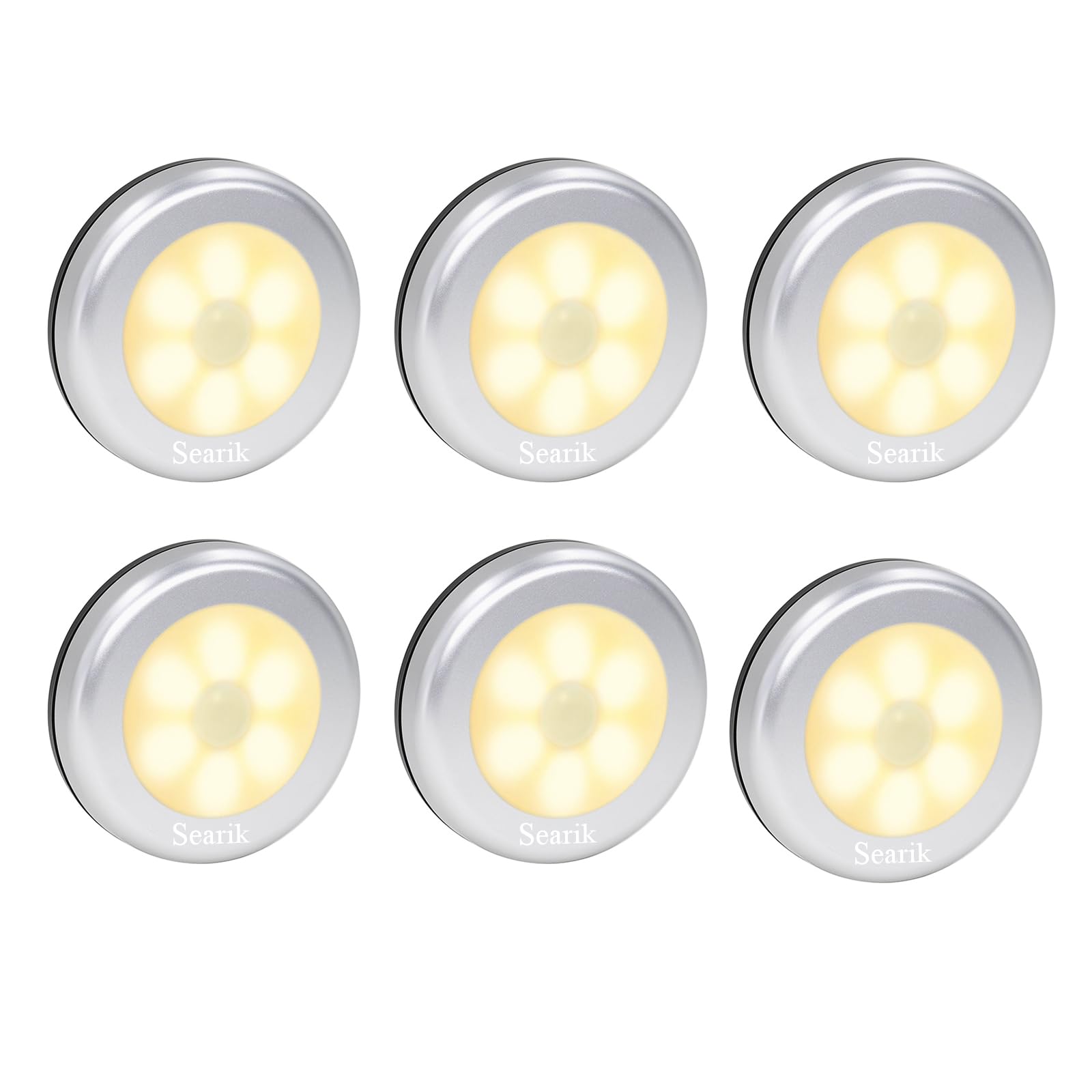 6 Pcs Motion Sensor Night Light Indoor, Cordless Battery Operated LED Night Light Step Lights Wireless Under Cabinet Lighting Sa