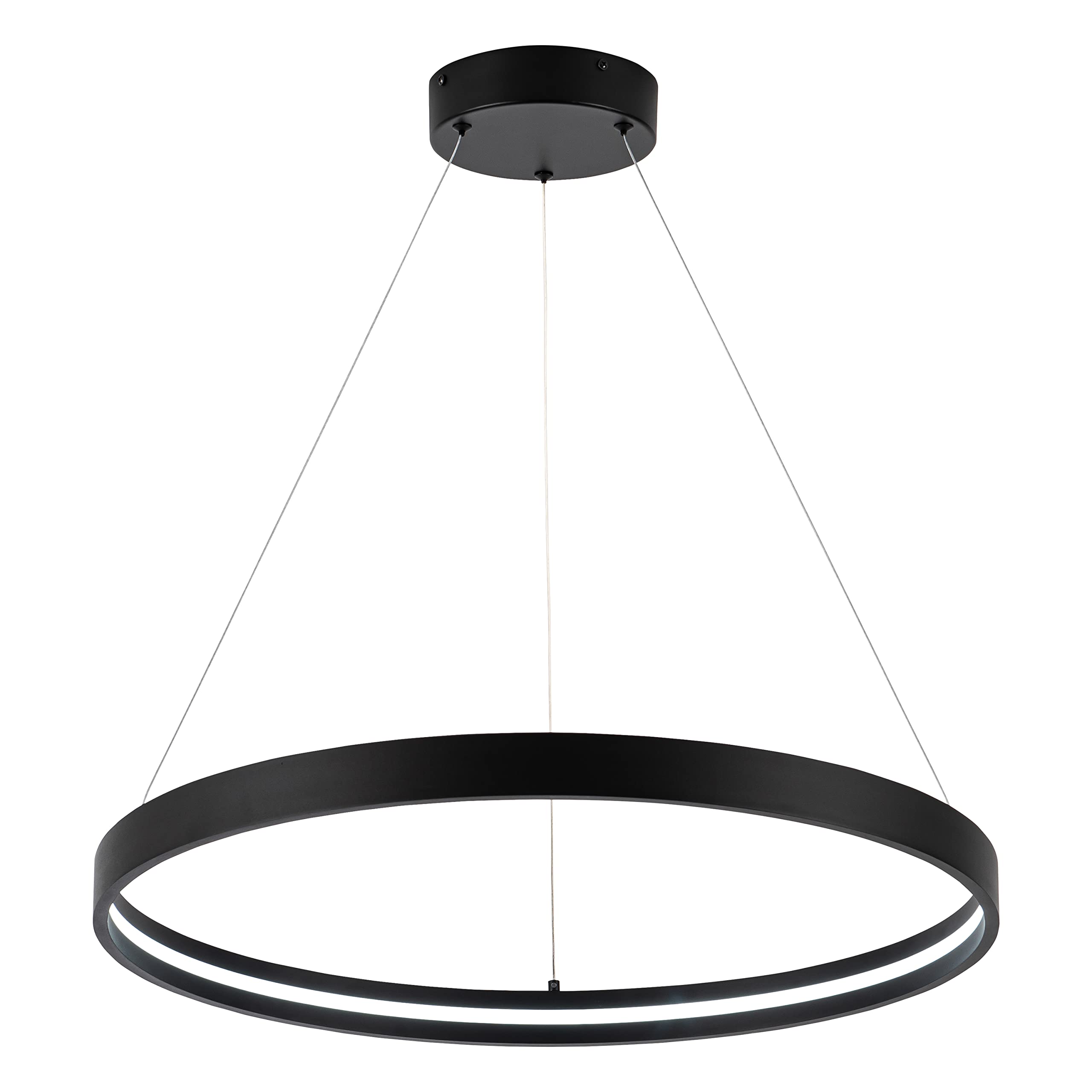 Sunmoo Modern Led Chandeliers Black, Dimmable Contemporary Led Chandeliers 1 Ring, Hanging Led Modern Pendant Light Fixture For 