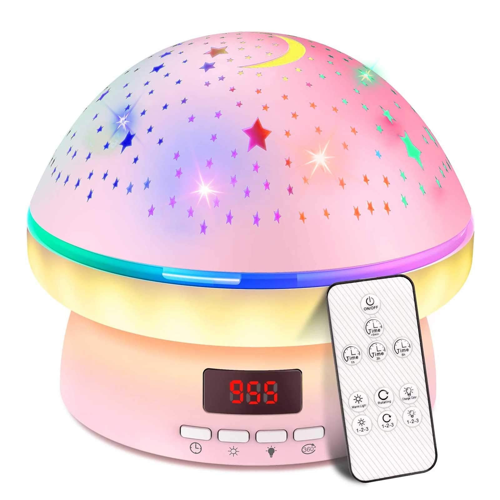 MINGKIDS Star Night Light Projector for Kids, Timer Rotation, Pink, Model 012-1981, Ideal for 3-8 Year Olds, Christmas/Birthday Gifts