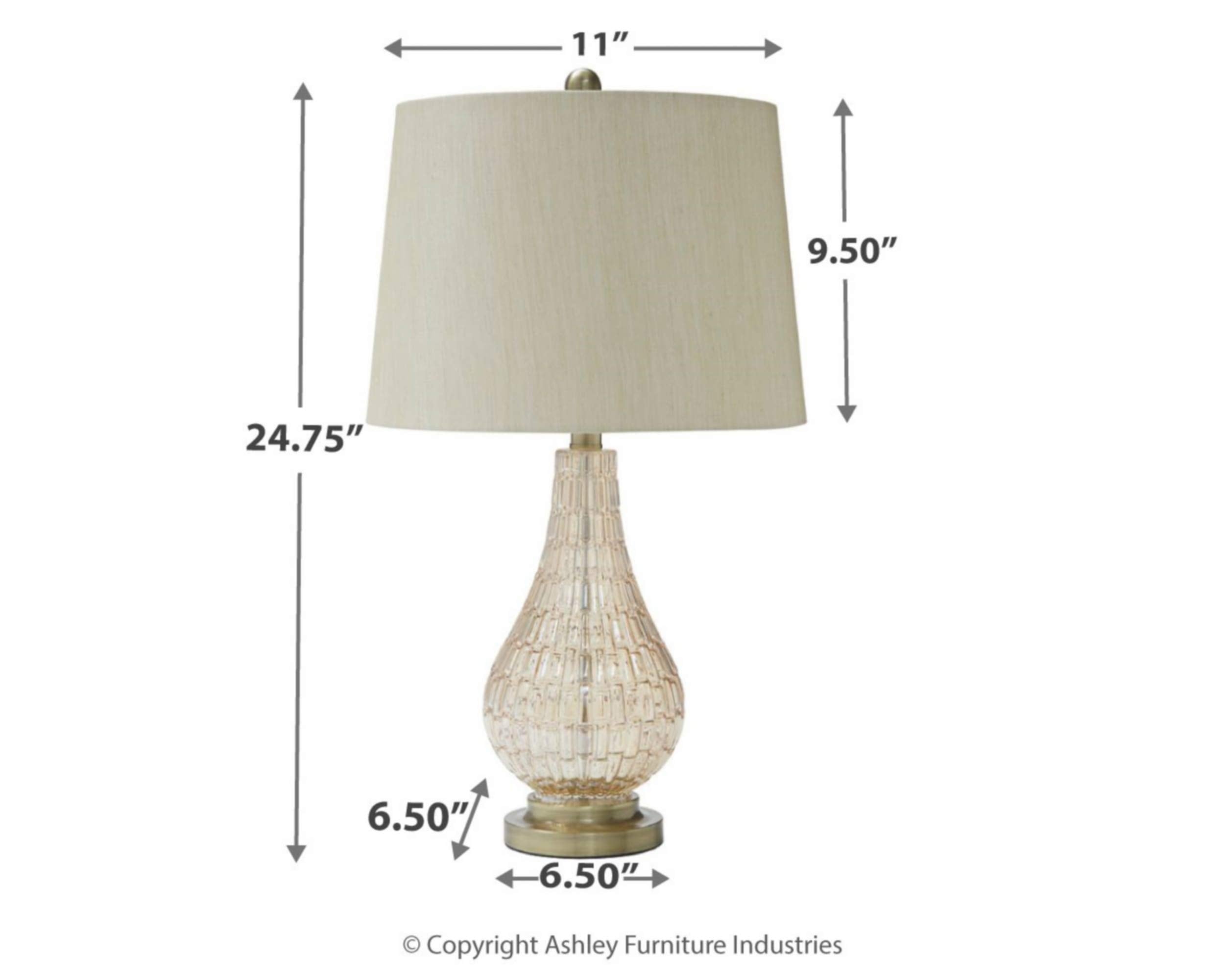 Signature Design By Ashley Latoya Contemporary 25&quot; Curved Glass Table Lamp, Champagne