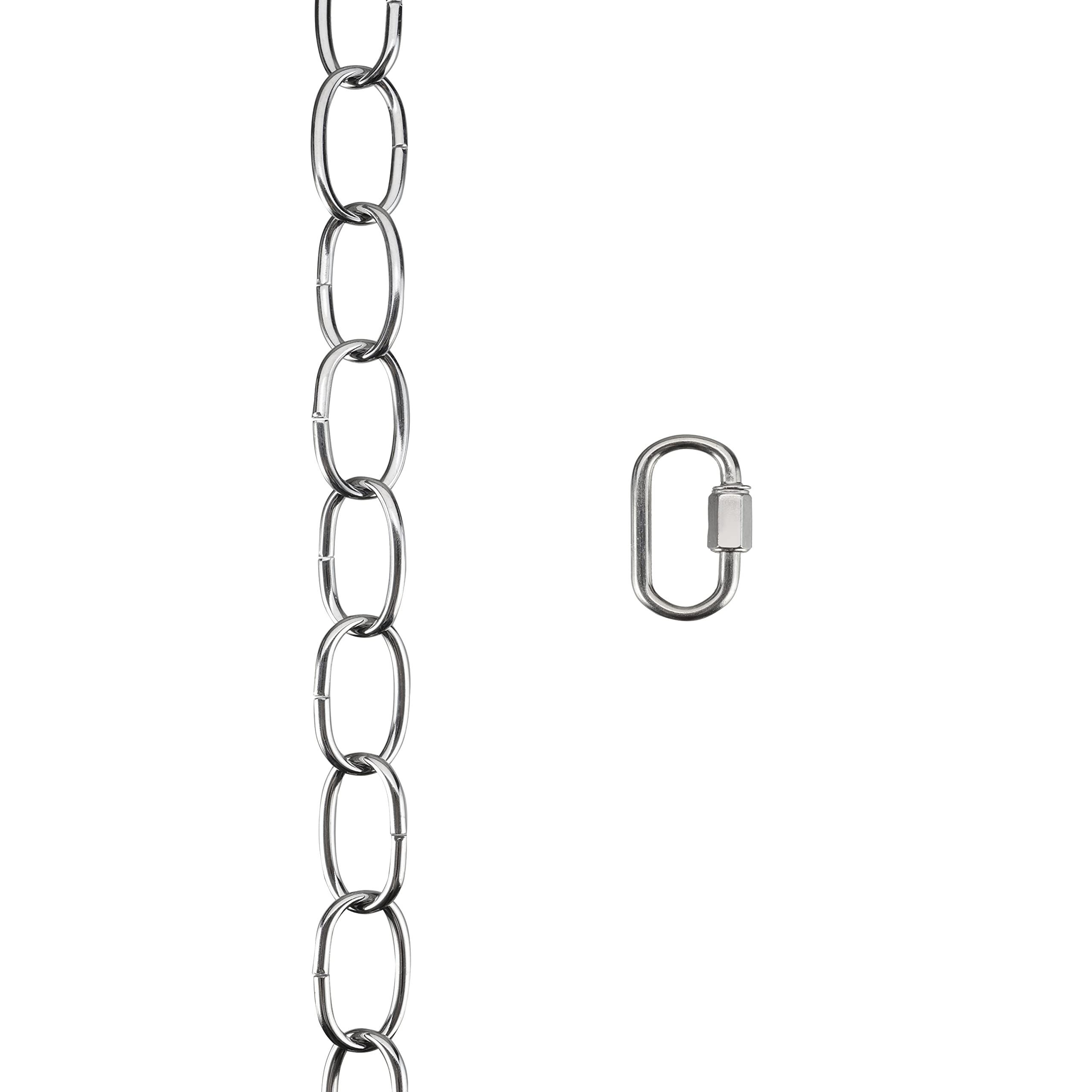 Aspen Creative 21107-71, Steel 20 Feet Heavy Duty Chain & Quick Link Connector for Hanging Up Maximum Weight 40 Pounds in Chrome
