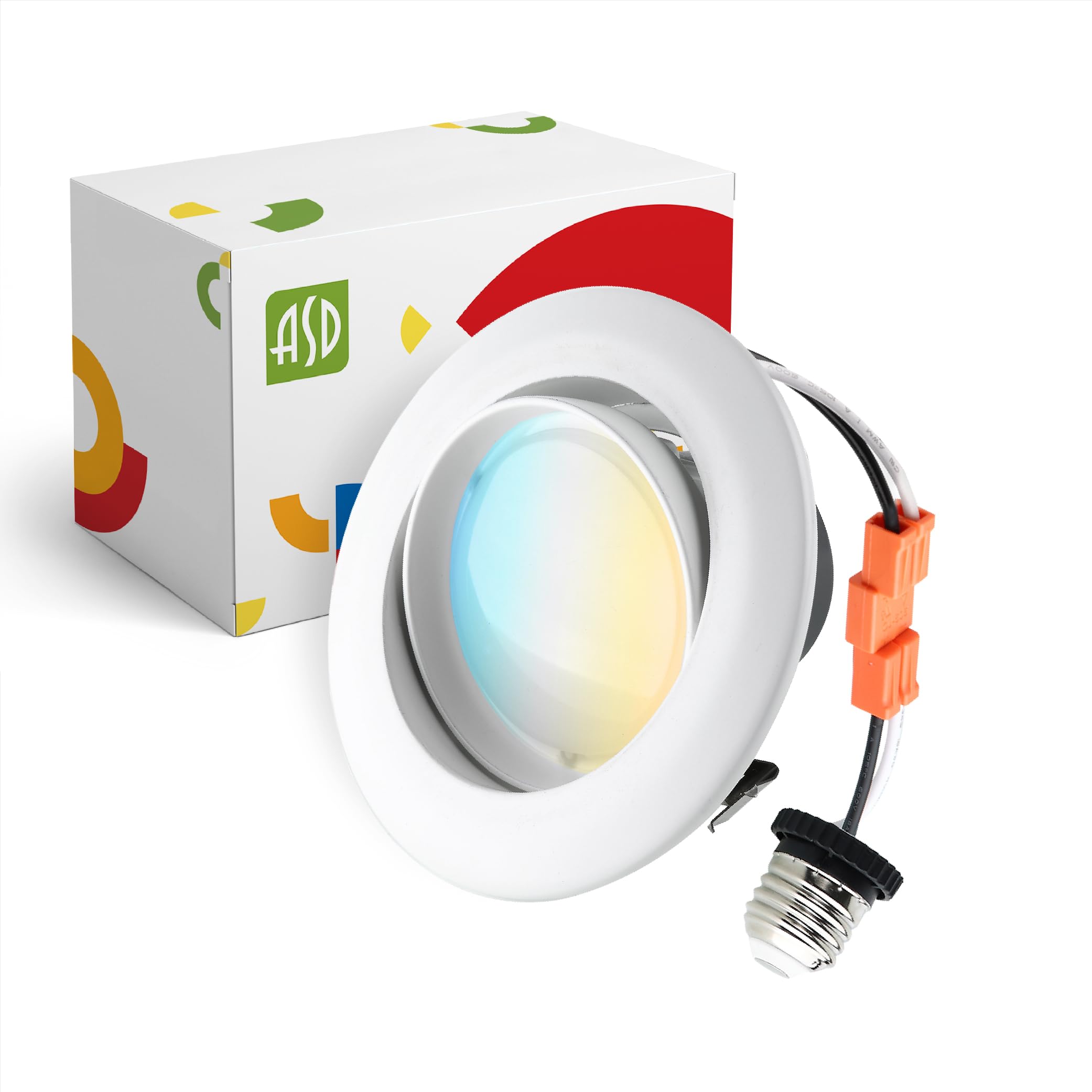 ASD Retrofit 4 Inch Gimbal LED Recessed Light - White Trim 10W 811LM 2700/3000/3500/4000/5000K Adjustable Dimmable LED Downlight