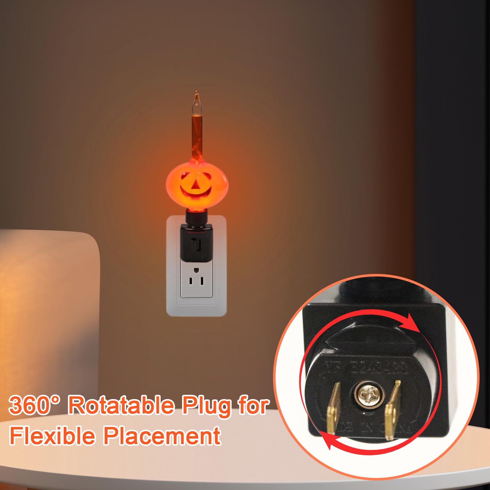 Lasumora Halloween Night Light  Bubble Night Light Plug In Led Pumpkin Jack O Lantern  Halloween Decor Indoor For Party Kids Gift With Swivel Plug  Bubbling Glitter Bulb  Orange Liquid