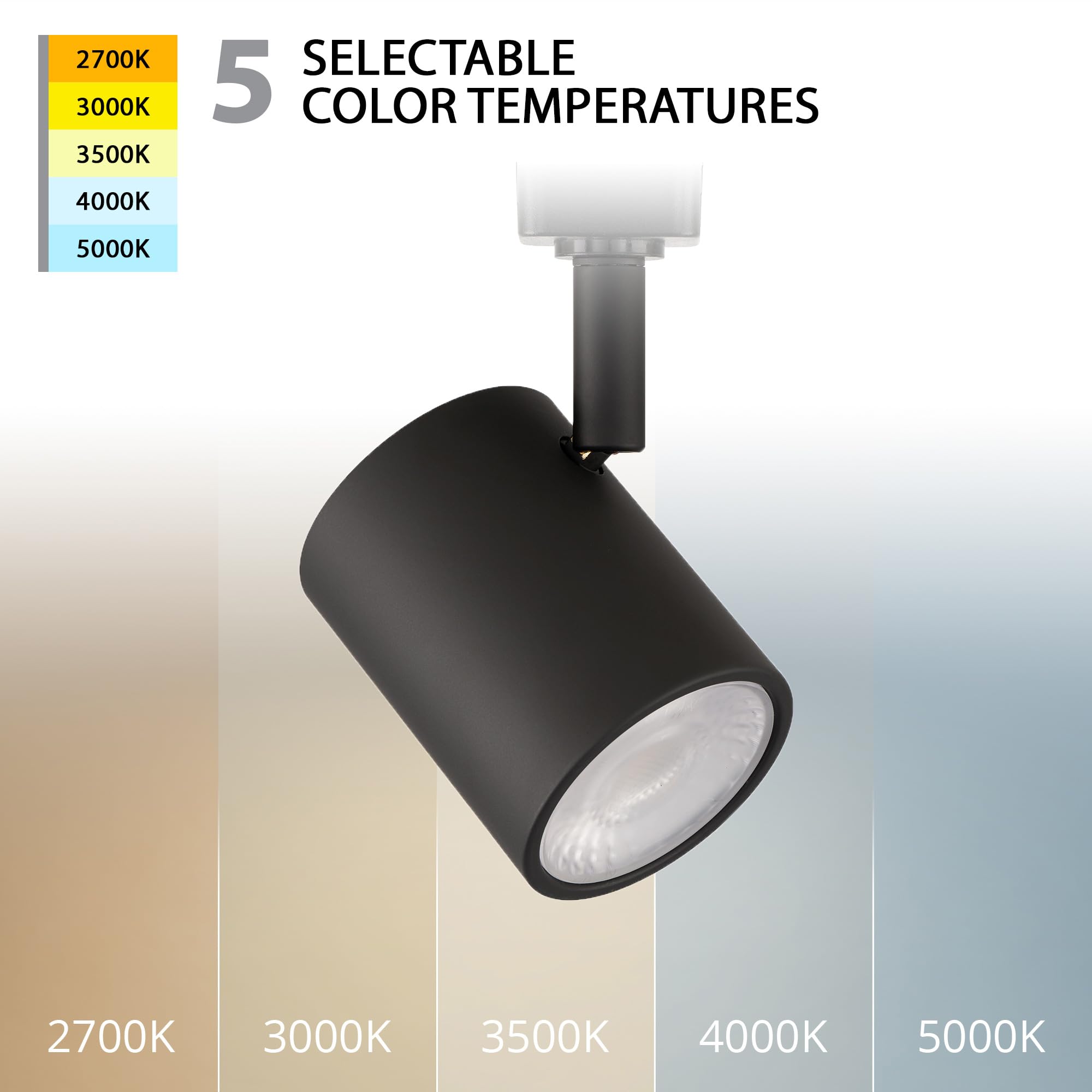 Charge 8010 LED 27W 3 Light Track Kit with Floating Canopy Feed and 4Ft Track with End Caps 5-CCT Selectable Heads Fully Dimmabl