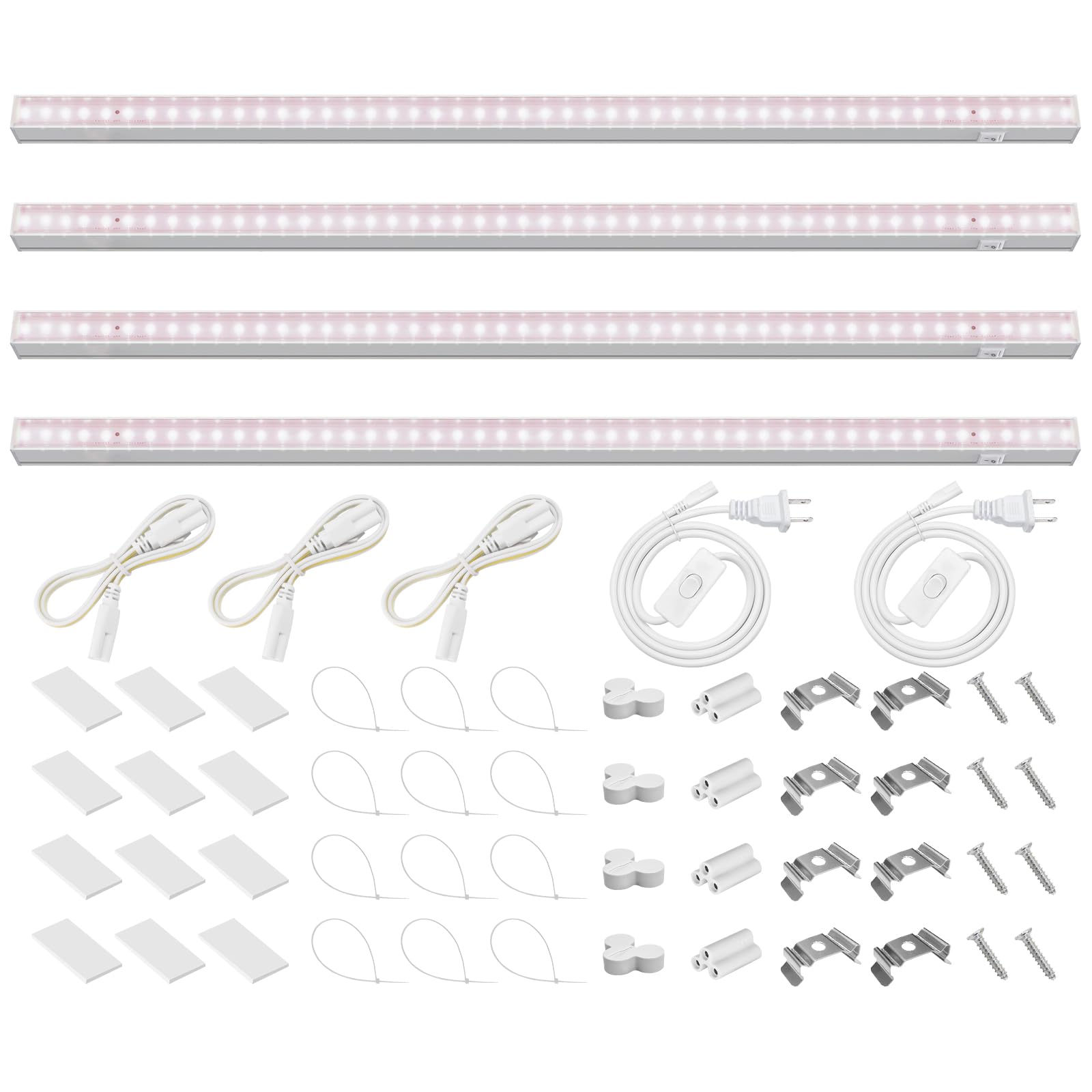 Barrina LED Grow Light Bulbs, Full Spectrum T5, 40W (4 x 10W), 2ft, Pinkish White, Model INWT504009650Ec, 4