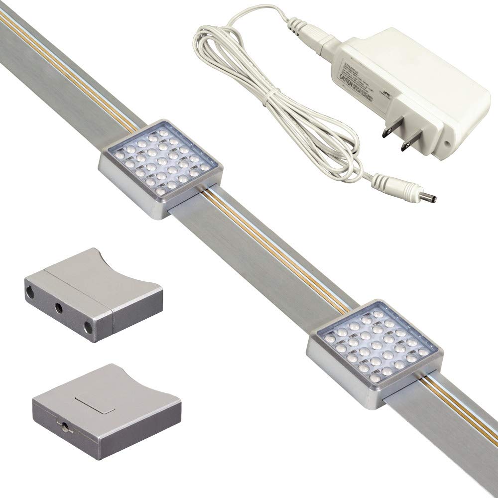 Jesco Lighting 2-Light LED Track Kit, 2 ft, Silver, Model KIT-SD131-TR2-A