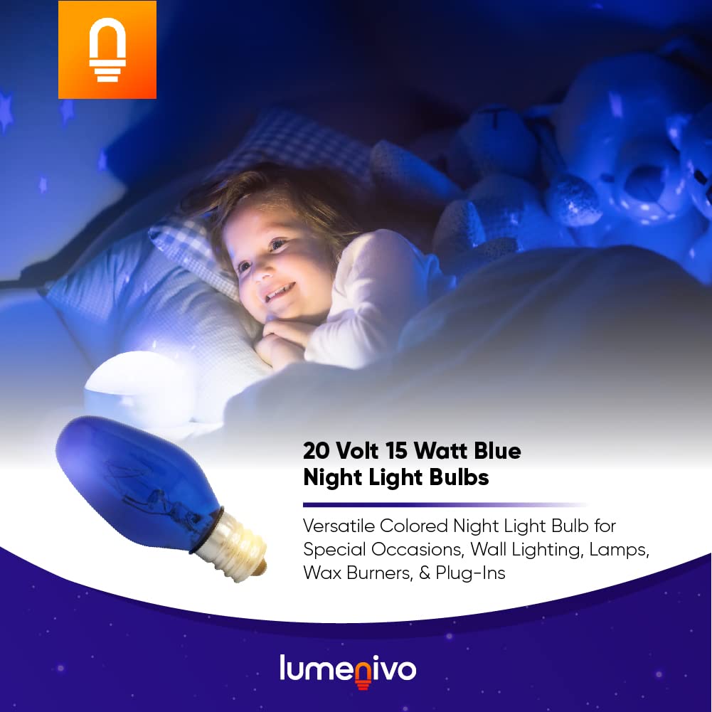 lumenivo Blue Night Light Bulbs 15W for Scentsy Warmer, 10 Count, Copper Material