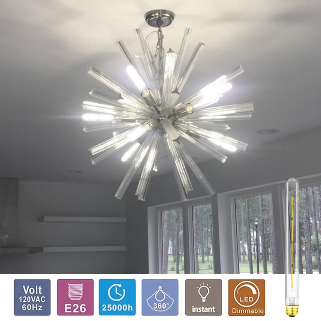 XININSUN T300 LED Bulb, 11.8 Inch Tubular Light, Dimmable, Clear Glass, E26 10W, 100W Equivalent, 1000lm