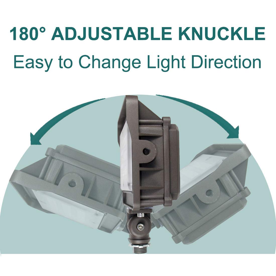 Kadision Led Flood Light 50W, Dusk-To-Dawn Photocell, 5000K 6500Lm 100-277Vac, 180-Degree Adjustable Knuckle, Waterproof Outdoor