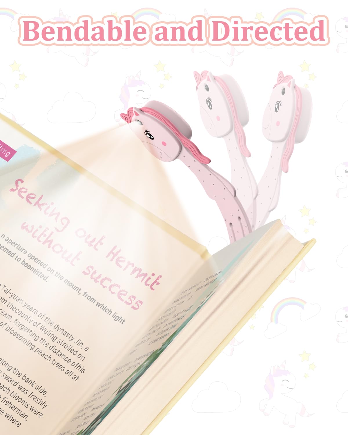 Stocking Stuffers For Girls Unicorn Book Light For Kids, Cute Bookmarks For Kids Small Reading Light For Books In Bed, Christmas