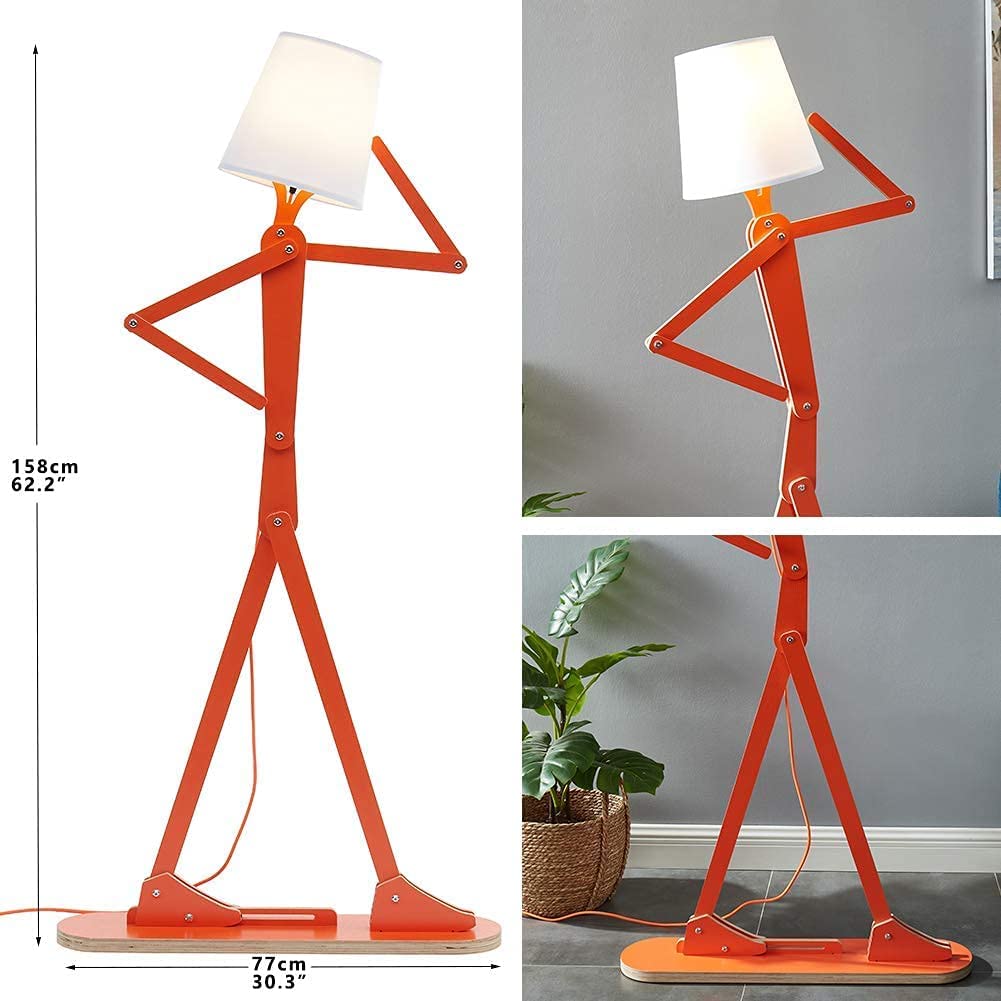 Hroome Cool Creative Floor Lamps Wood Tall Decorative Corner Reading Standing Swing Arm Light For Living Room Bedroom Office Far