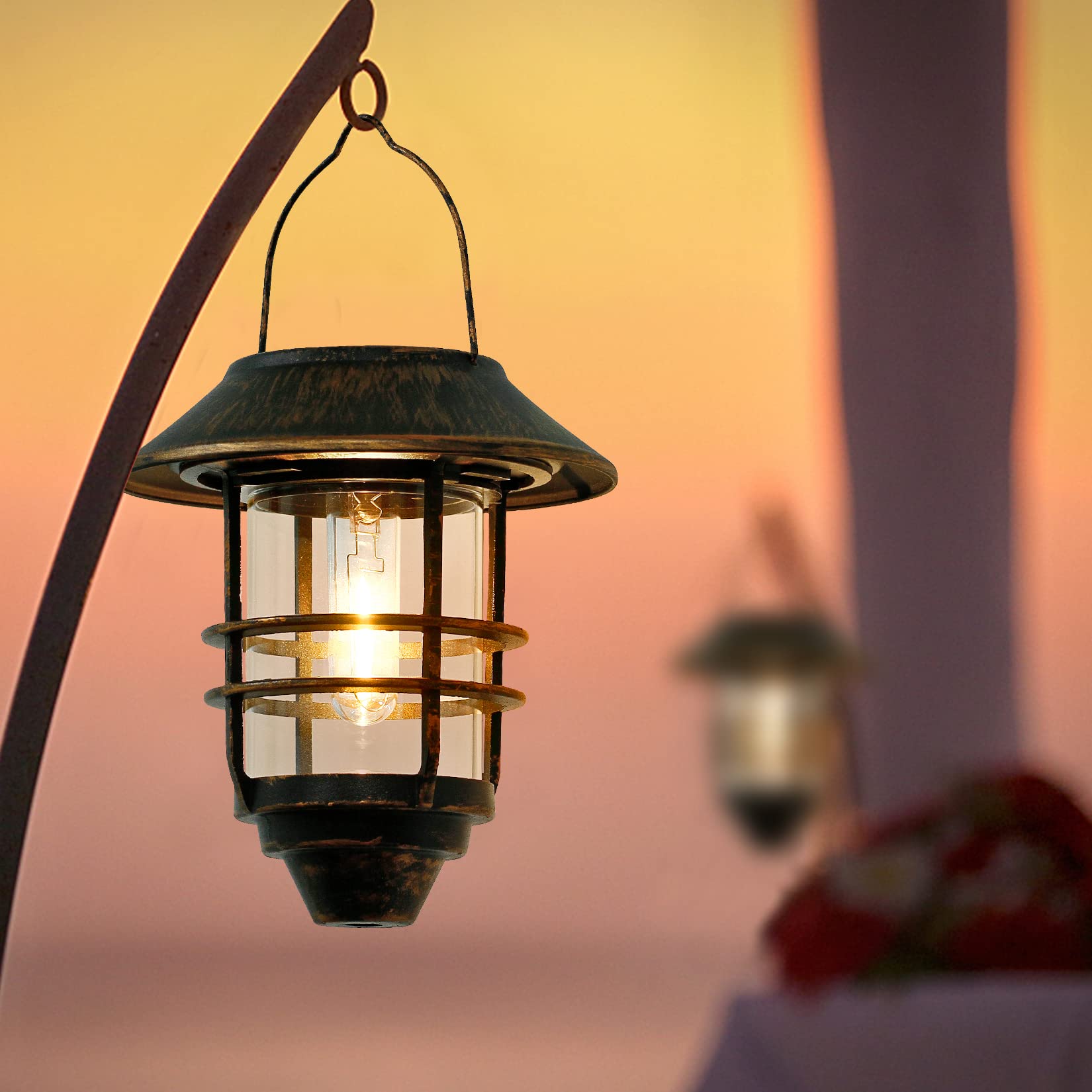 Derynome Solar Lantern Outdoor, Waterproof Hanging Lights, Bronze, 2 Pack, Model JM017SLPK2N
