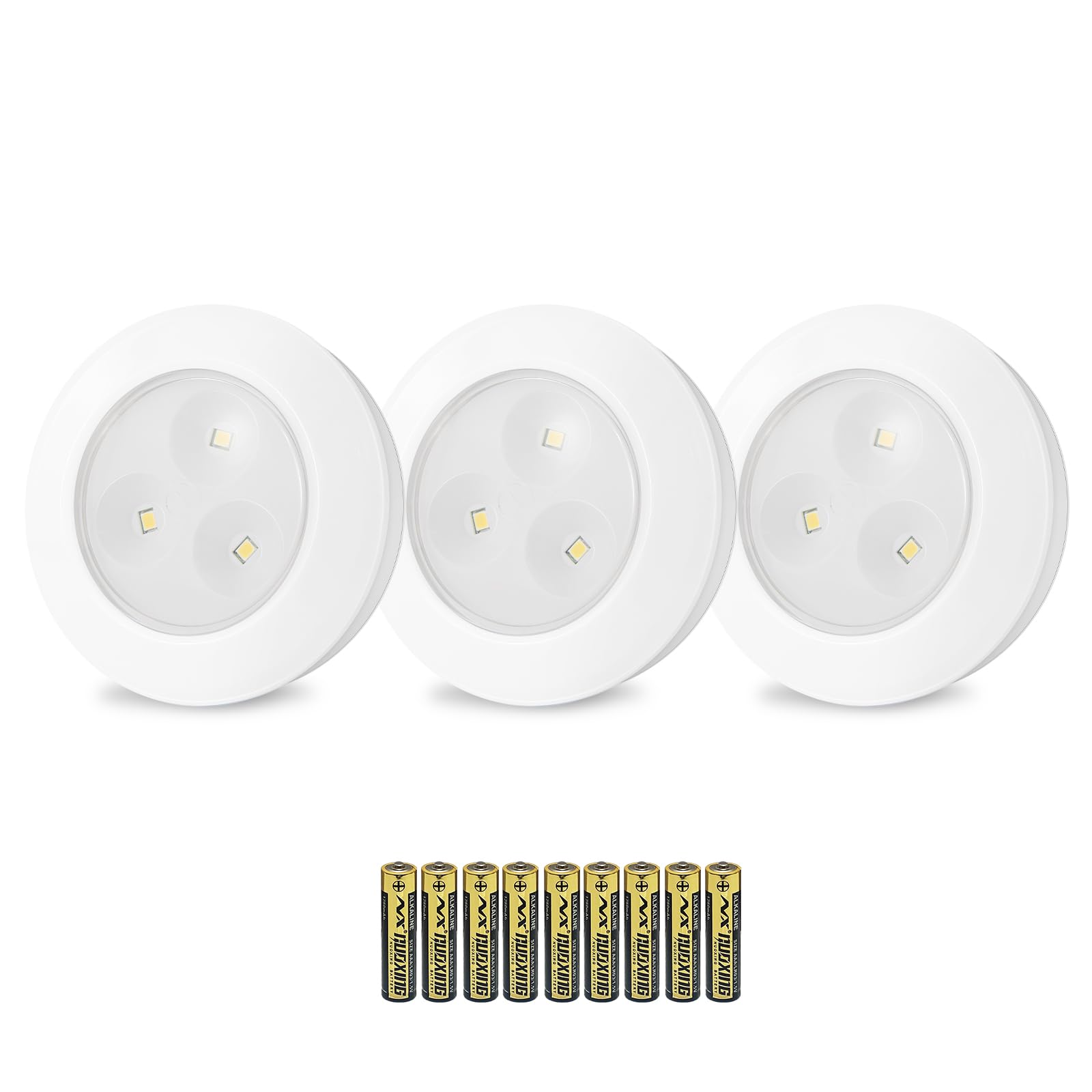 LUXSWAY LED Puck Light, Ultra-Thin Touch Light, Battery Operated Tap Lights, Stick on Lights, Under Cabinet Lighting, Ideal for 