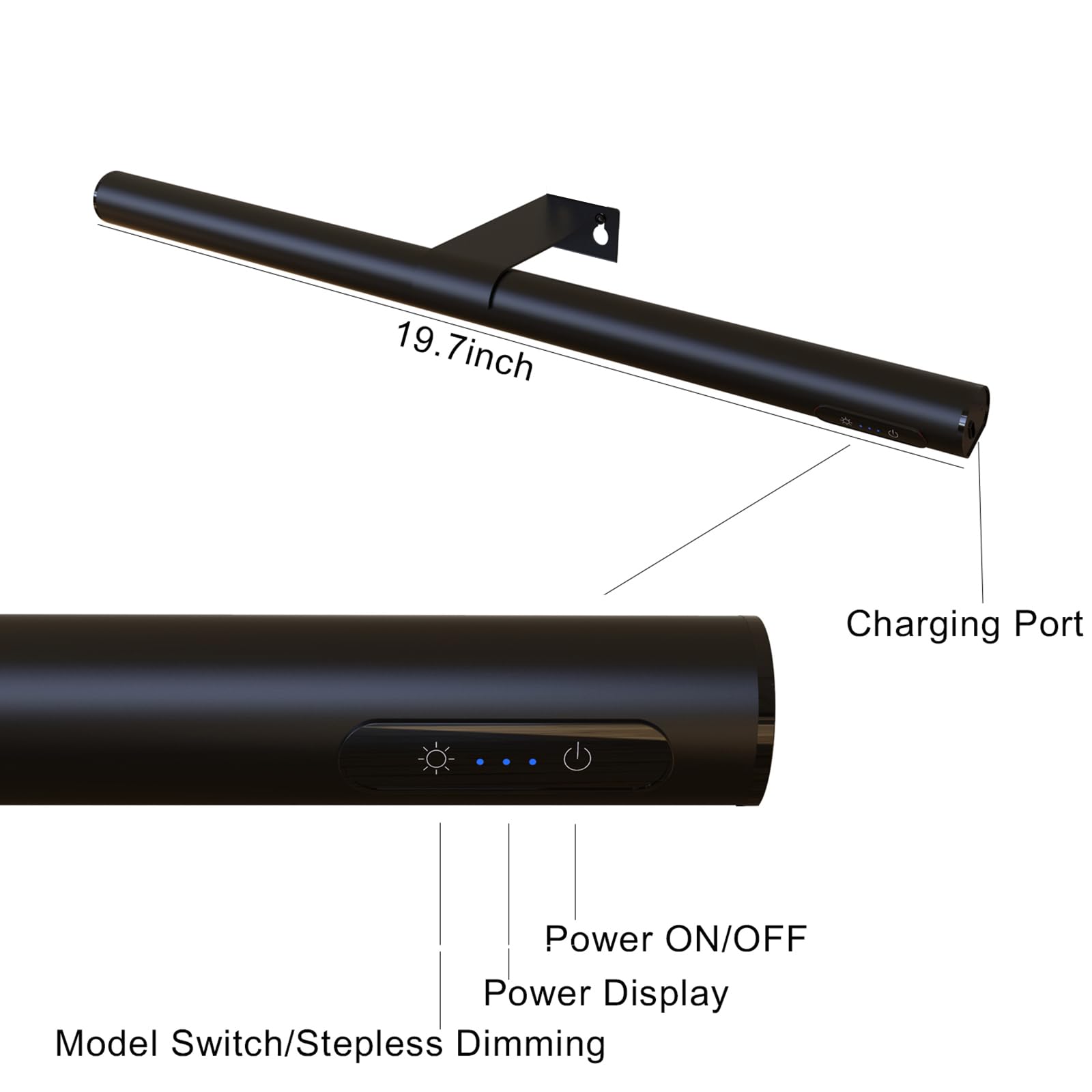 EAYOYAE 19.7inch Battery Operated Wireless Picture Light,Remote Control Painting Display Lights, Rechargeable Wall Lights with T