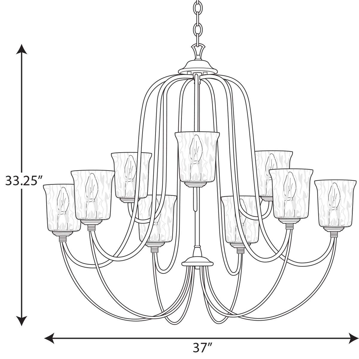 Progress Lighting Bowman Collection 9-Light Clear Chiseled Glass Coastal Chandelier Light Cottage White