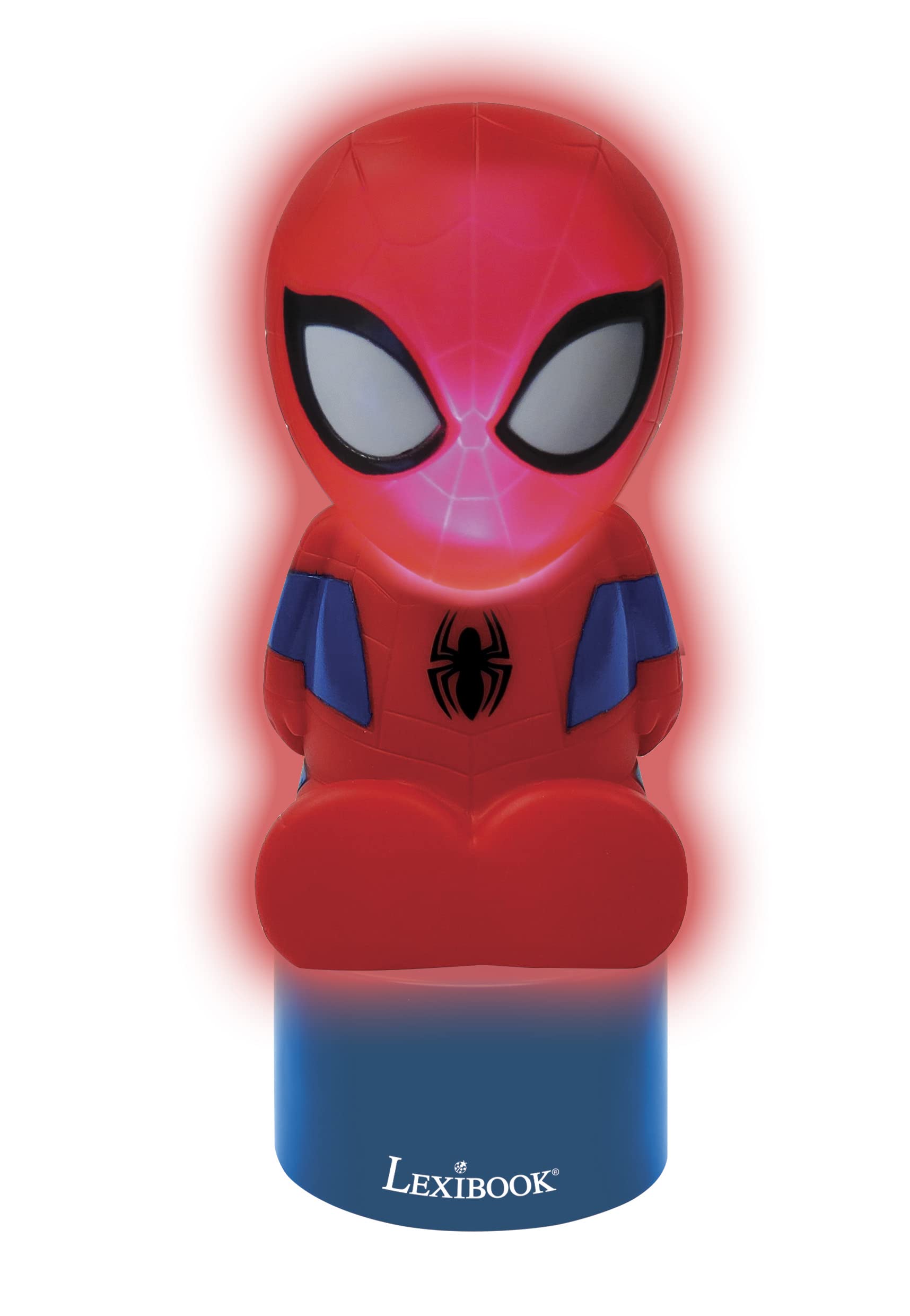 LEXiBOOK Spiderman, Nightlight and Speaker for Childrens Room, Color Change, Soft Light, Battery Operated, Blue/Red, NS01SP