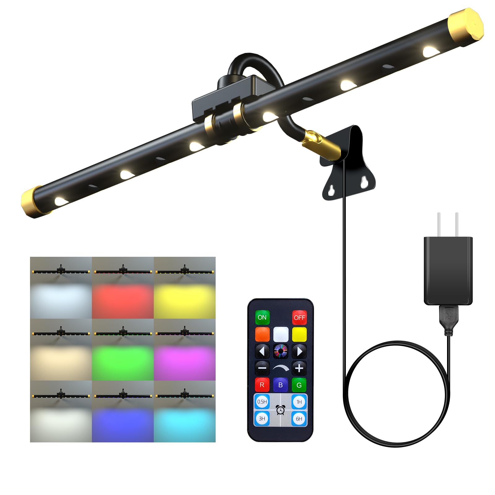 Starxing Picture Light with Remote, Led Accent Light Painting Plug in, Magnetic Art Lighting Rotatable, Dart Board Light RGB Dim