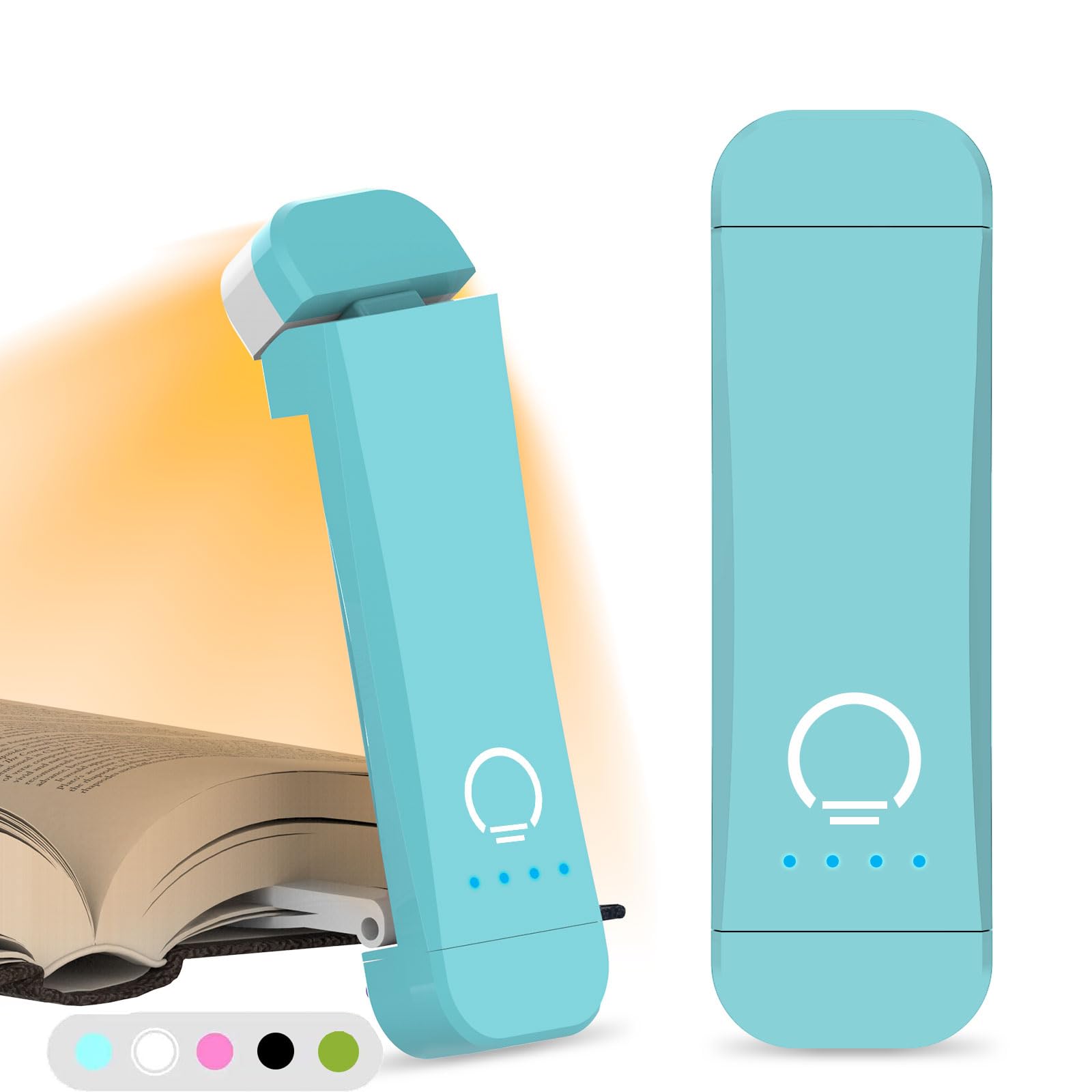 HIONXMGA Book Reading Light, Clip-on with 3 Amber Colors, 7 LEDs, 11 x 3.5 x 1.5 cm, Blue, Model SJD-01