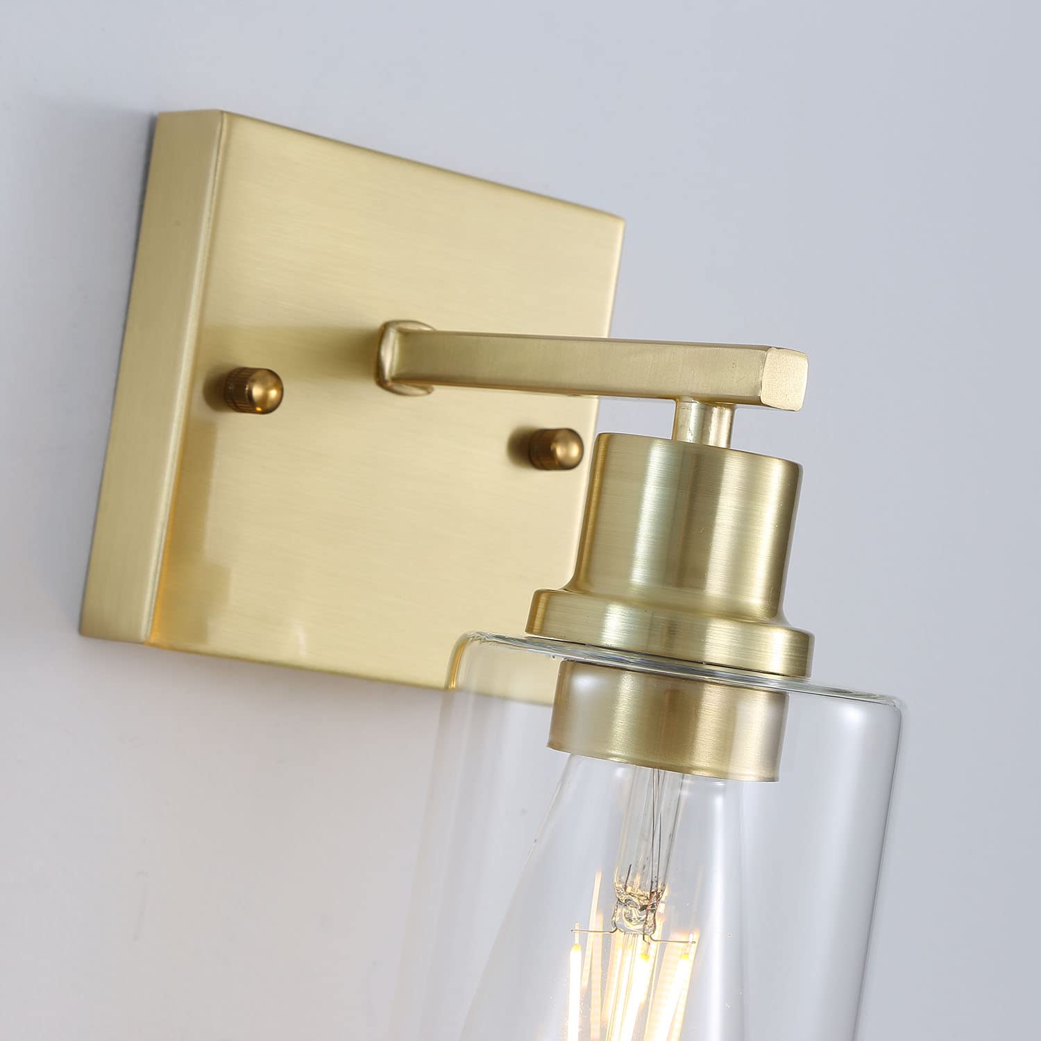 Filimitiy 1-Lights Gold Bathroom Light Fixture, Brushed Brass Vanity Light With Clear Glass Shade, Modern Bath Wall Lights For L