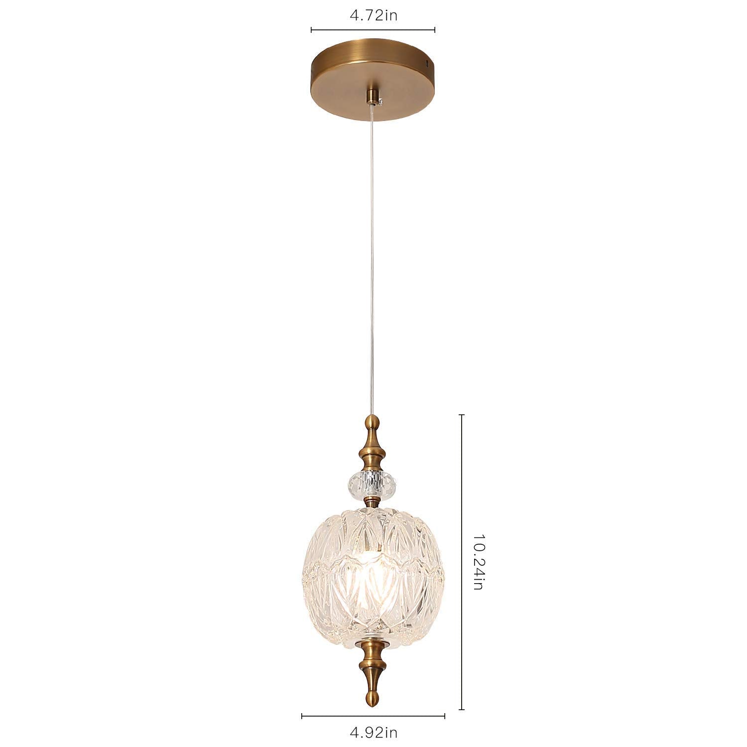 Tlolgt Antique Delicate Decorative Pattern Glass Ceiling Pendant Lighting Adjustable Mini Pendant Light For Kitchen Island Dinin