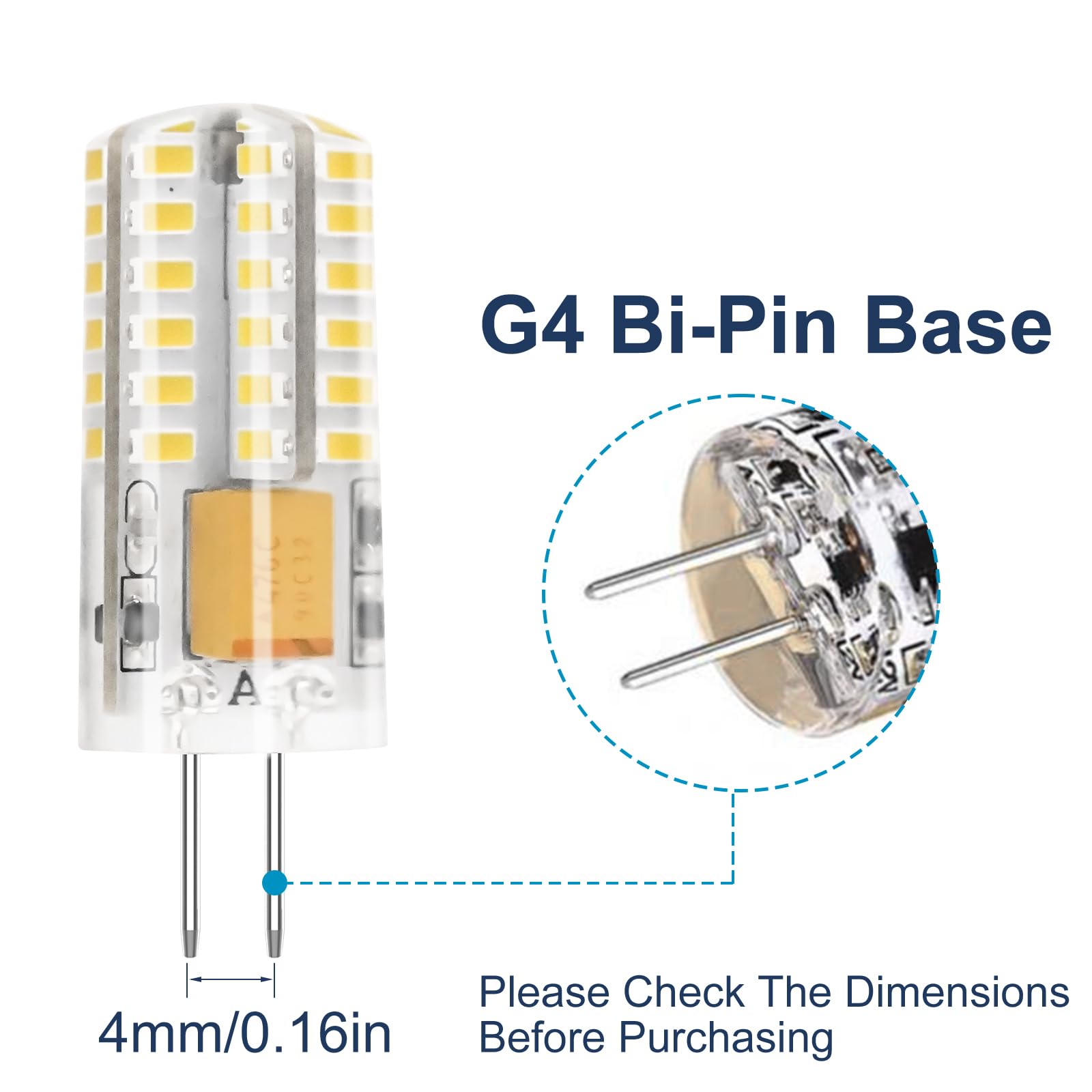 Aimeoko G4 Led Bulb 12V Bi Pin Base Replace 20W Halogen Bulbs For Home And Landscape Lighting Non-Dimmable  3W Daylight White 6000K  5 Pcs