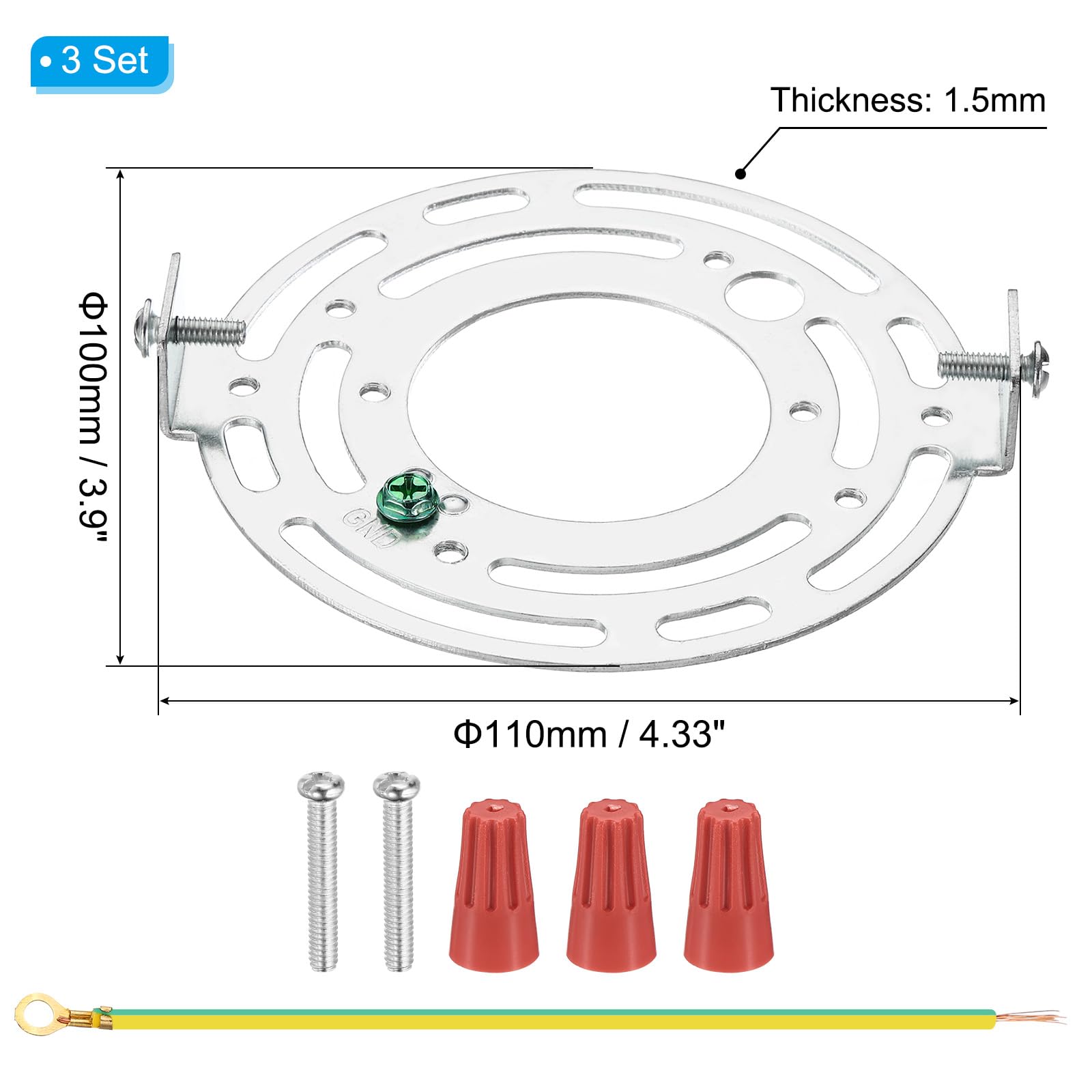 Patikil 110Mm (4.33'') Universal Light Fixture Mounting Bracket Kit, 3 Set Light Crossbar Round Ceiling Plate With Screw For Wal