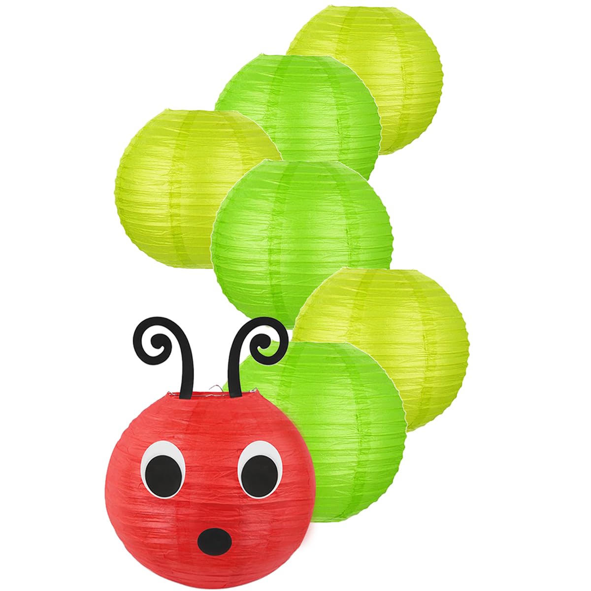 LYART 7 Pcs Hungry Caterpillar Paper Lanterns Decoration for School Classroom Birthday Party and Caterpillar Theme Party Ceiling