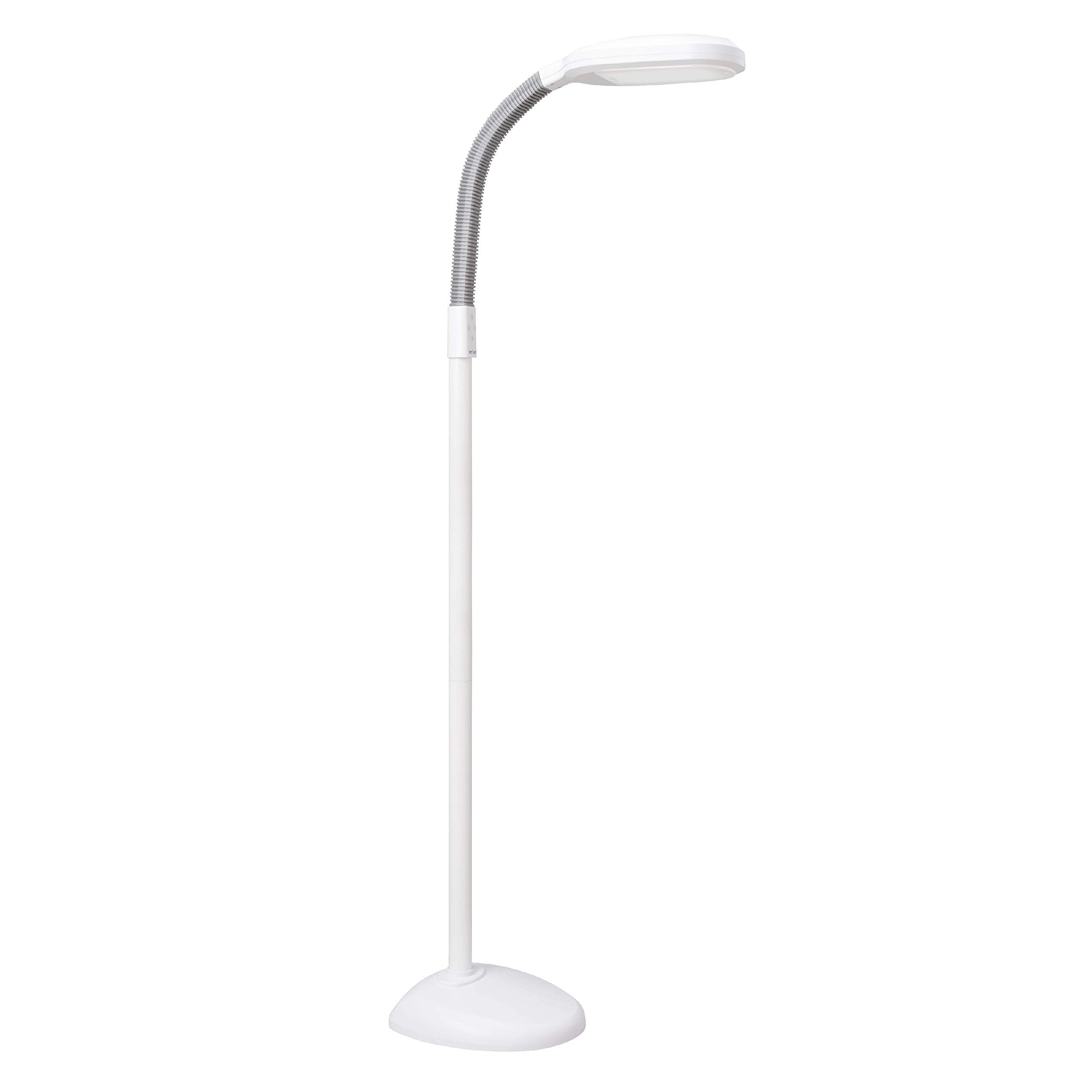 Verilux Smartlight Led Floor Lamp - Adjustable Brightness, Gooseneck, Eye Strain Relief, White