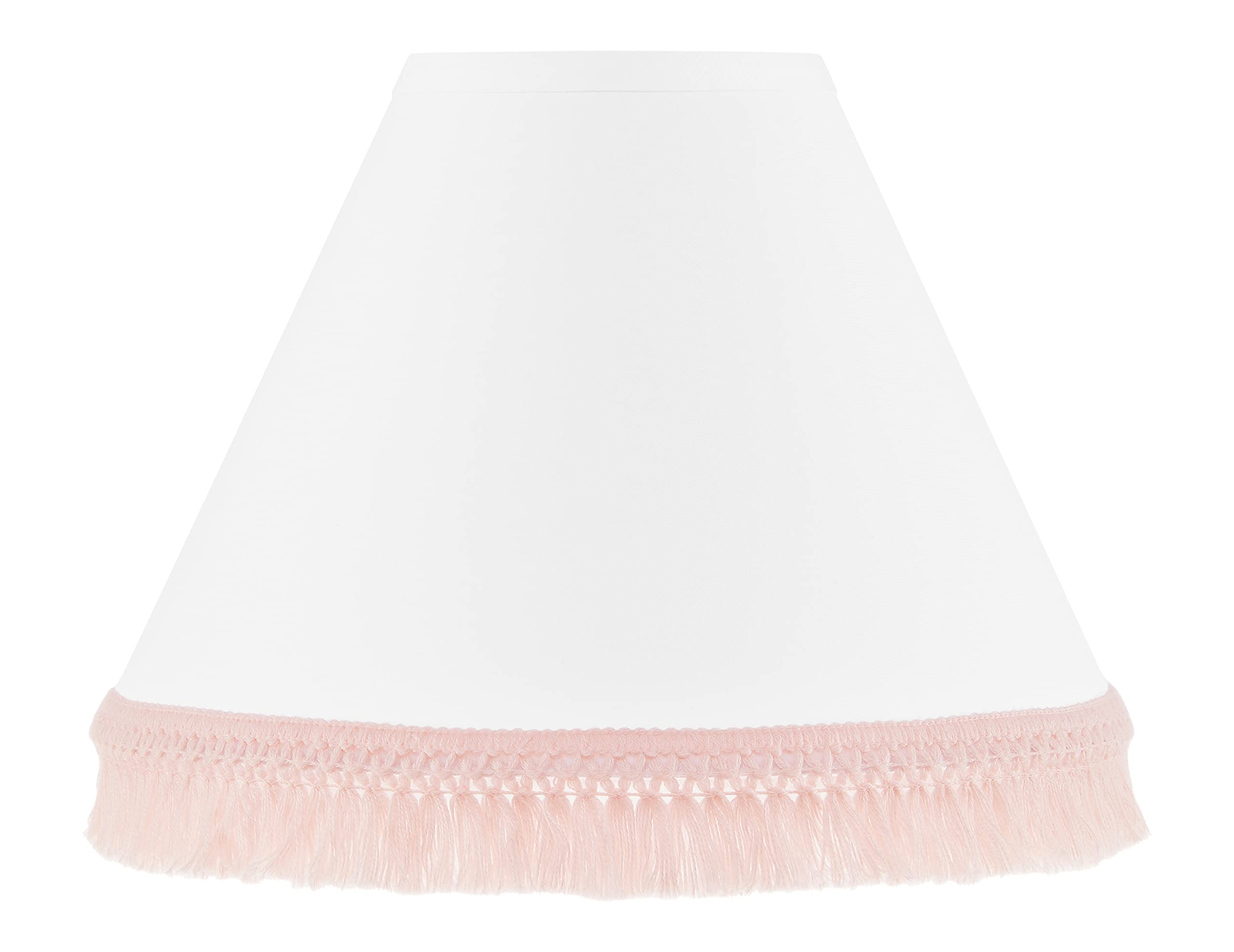 Sweet Jojo Designs Boho Bohemian Lamp Shade - Blush Pink and White Farmhouse Shabby Chic Designer Modern Minimalist Tassel Fring