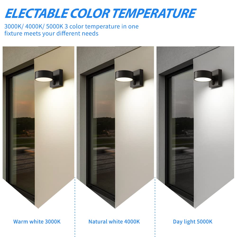Double Century Motion Sensor Outdoor Wall Sconce, 8W Led Waterproof Light, 3000K/4000K/5000K