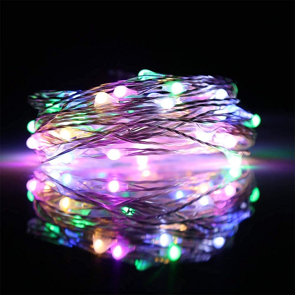 yongzhenlite 4 Pack Battery Operated LED Fairy Lights, Timer Function, 10 Feet, Multicolor, Copper Material