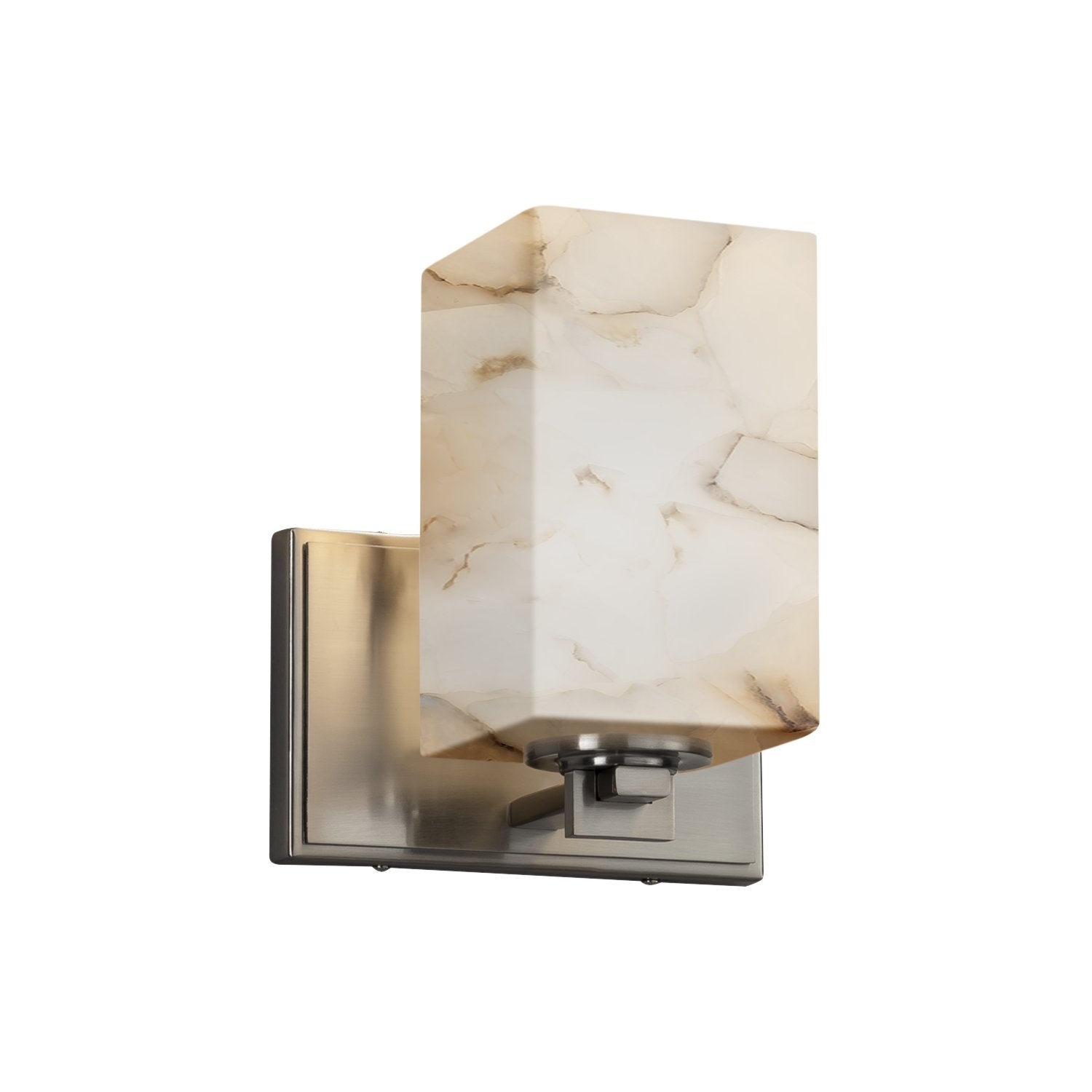 Justice Design Group Lighting ALR-8441-15-NCKL-LED1-700 Alabaster Rocks Era LED 1-Light Wall Sconce Finish Square with Flat Rim 