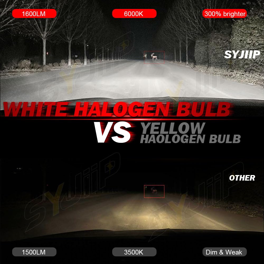 SYJIIP Halogen Headlight Bulbs 9003 H4 9145 H10, 6000K White, 300% Brightness, Compatible with Toyota Tacoma 2005-201