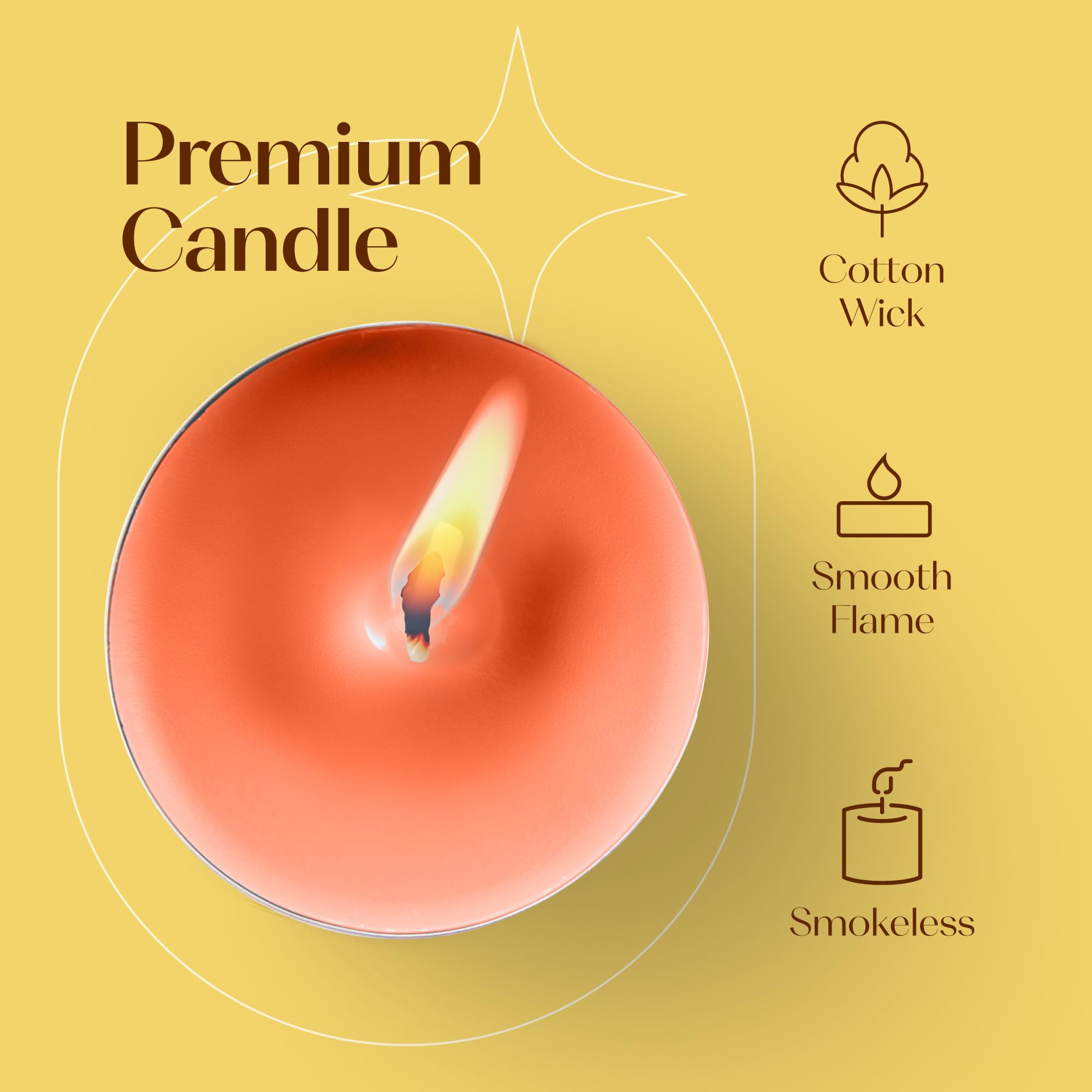 Orange Scented Tealight Candles - Pack Of 12 Scented Tea Light Candles With Long Lasting Aromas - Apple Cinnamon Fragranced Orange Tealight Candles - 4 Hour Burn Time