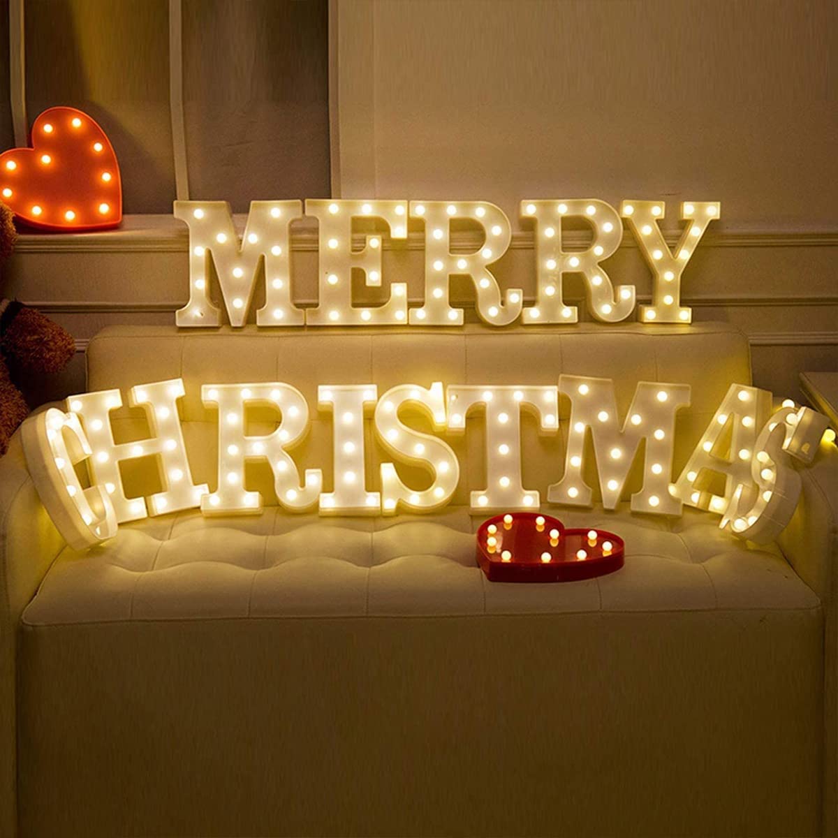 Laerjin Light Up Letters, Marquee Letters With Lights, Decorative Led Light Up Number, Light Up Number Sign For Night Light Wedding Birthday Party Christmas Home Bar - Letter Lights-J