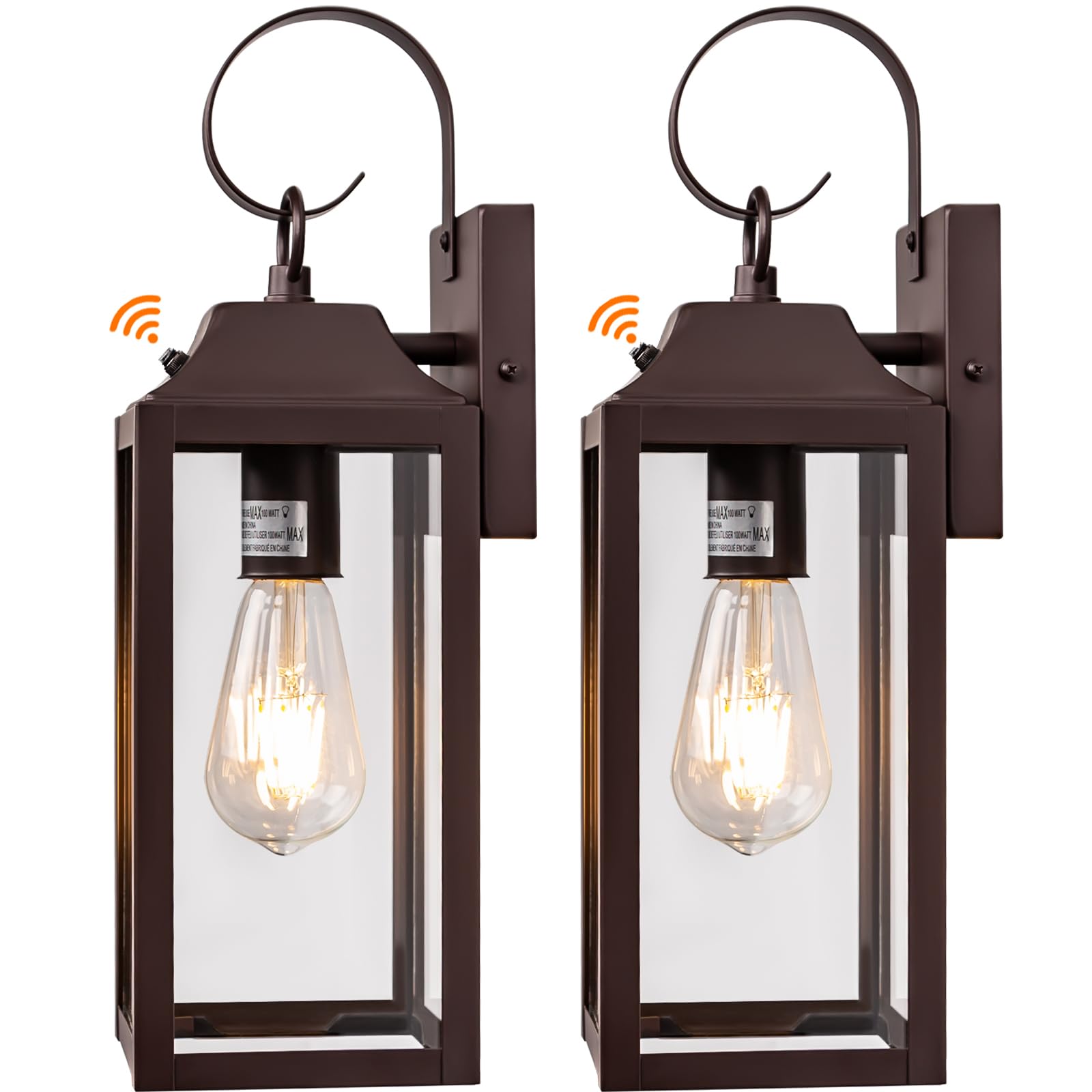 Yolsunes Dusk To Dawn Outdoor Wall Lights 2 Pack, 15&quot; Bronze Waterproof Sconces