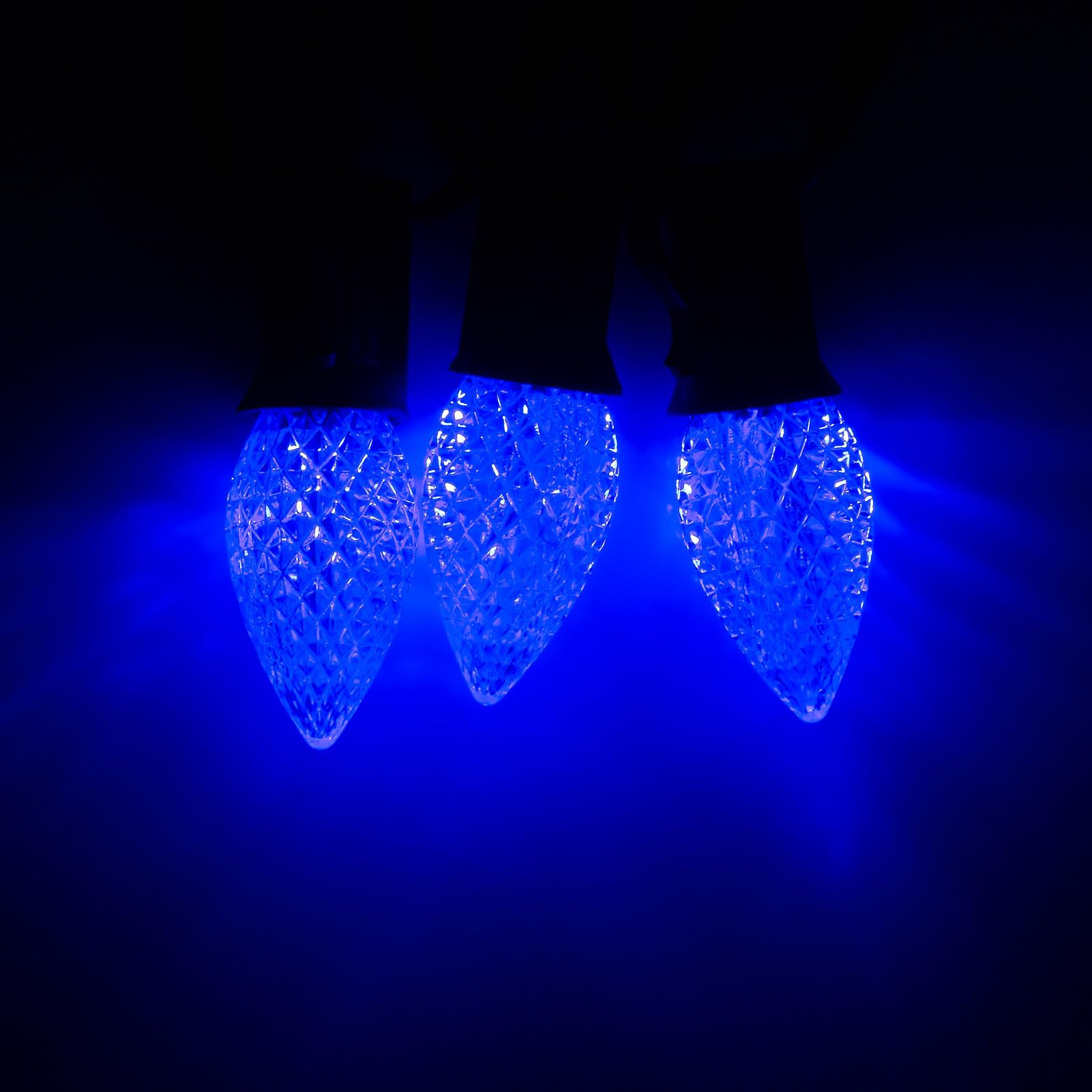 Meconard C7 LED Christmas Light Bulbs, Shatterproof, E12 Candelabra Base, Blue, 25 Count, Commercial Grade, Model MC706WBL25P