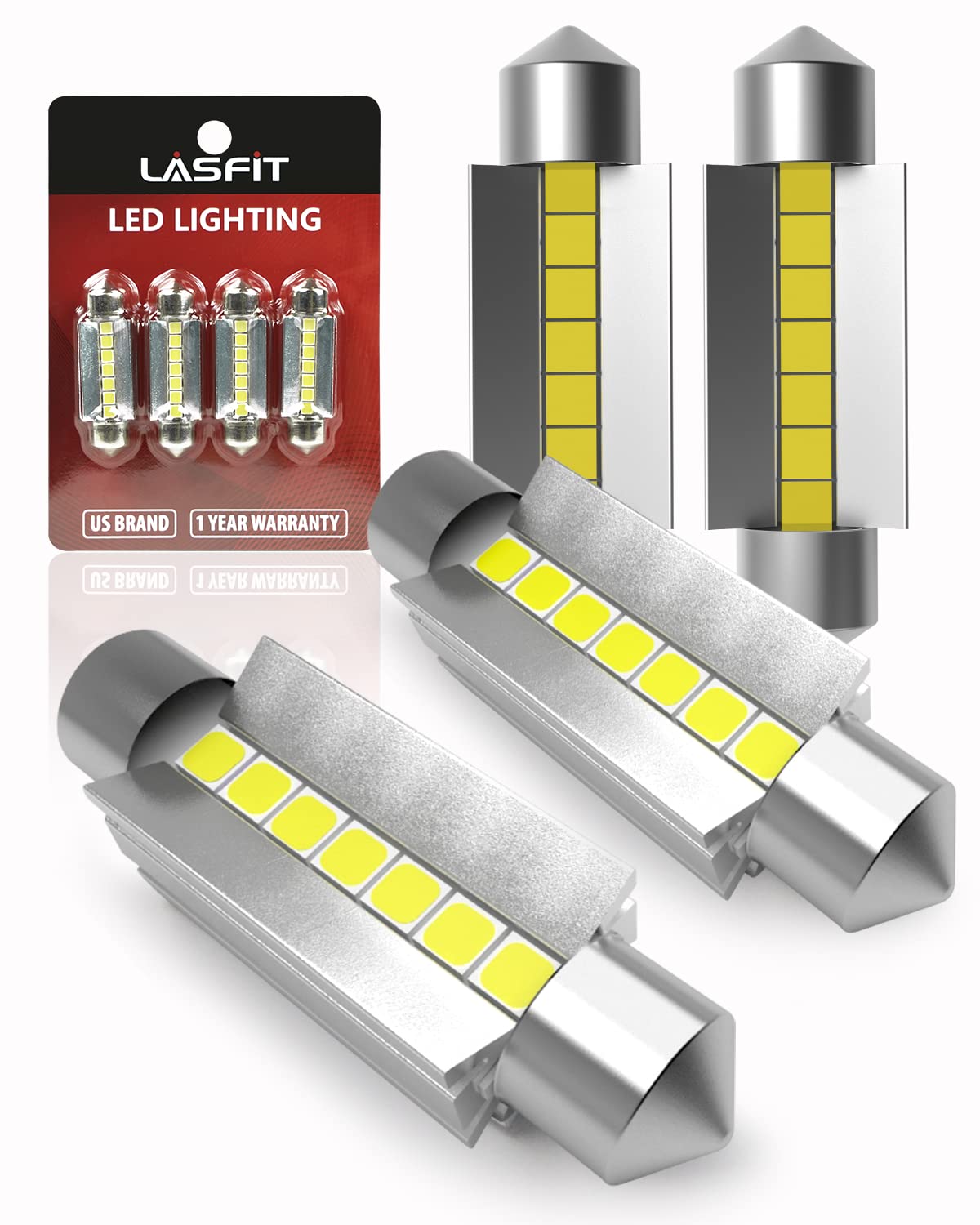 Lasfit 578 Led Bulb 42Mm Festoon 211-2 212-2 214-2 560 12844 Canbus Error Free 1.65 Inch Upgraded For Dome Map Door Interior Doo