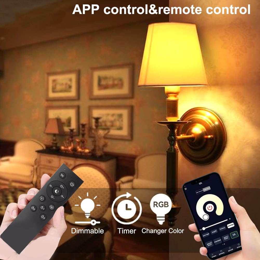 GRV Smart LED Light Bulb 12W RGBCW Color Changing 3000-6500K E26 Base 2 Bulbs + 1 Remote
