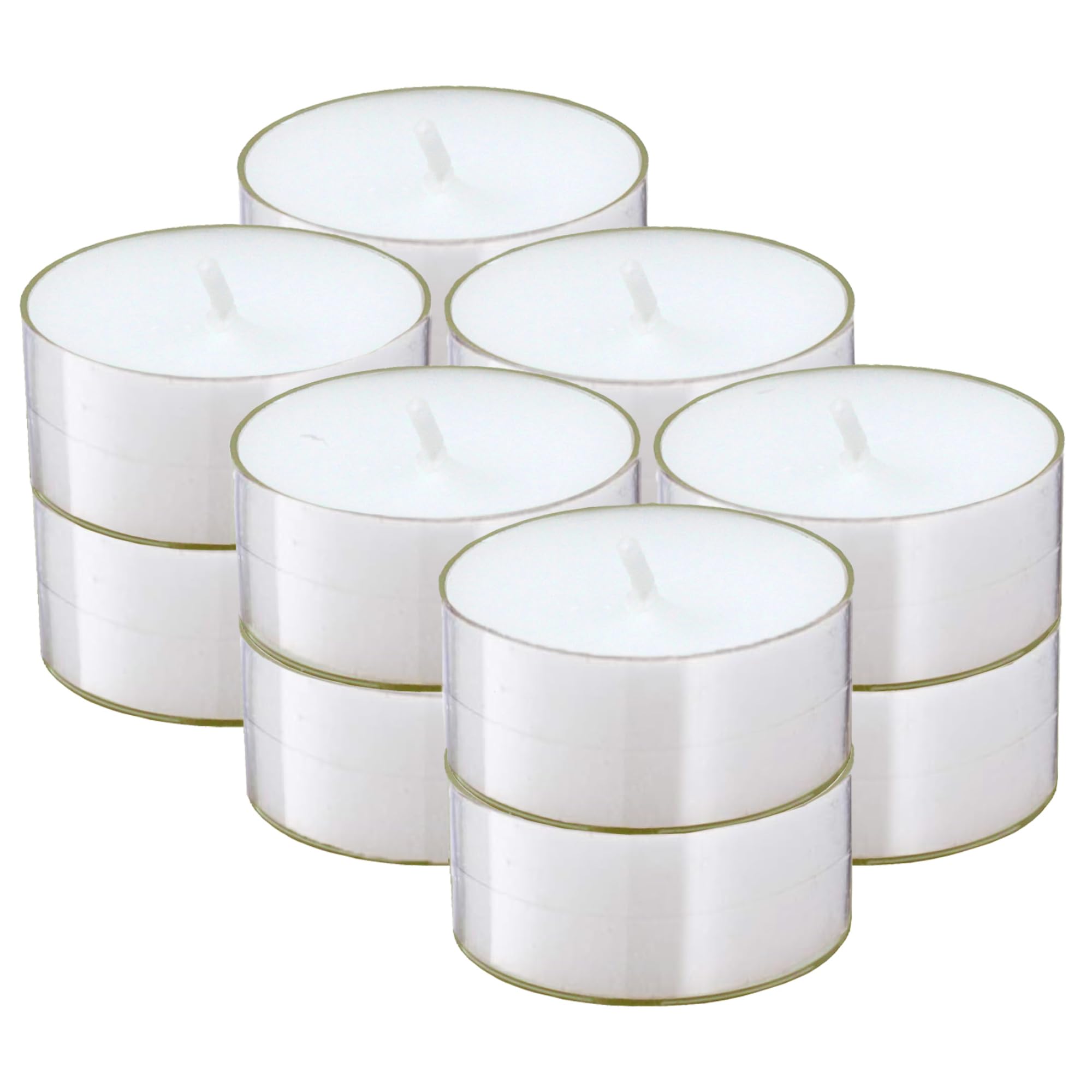 Clear White Tea Lights Candles - 4.5 Hour Long Burning Unscented Tea Light Candles for Home  Travel  Holiday Events  Relaxation & Emergencies - 12 Pack