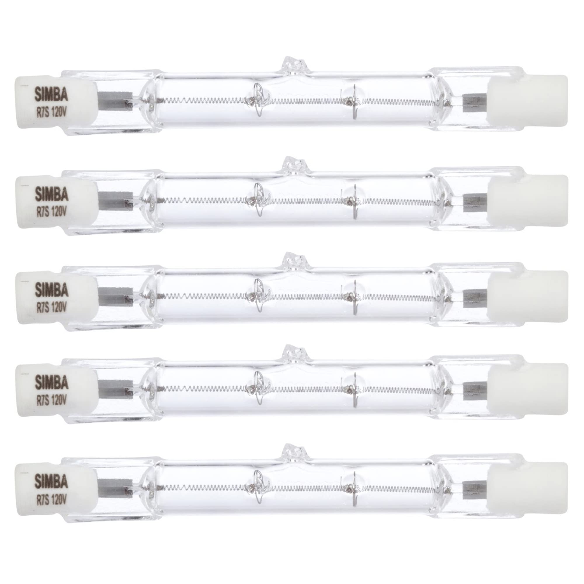 Simba Lighting Halogen R7S 78Mm T3 100W Dimmable 800Lm (5 Pack) J Type Linear Double Ended Floodlight Bulb 360 Beam Angle 120V For Work  Security  Landscape Lights  Floor Lamps  Warm White 2700K