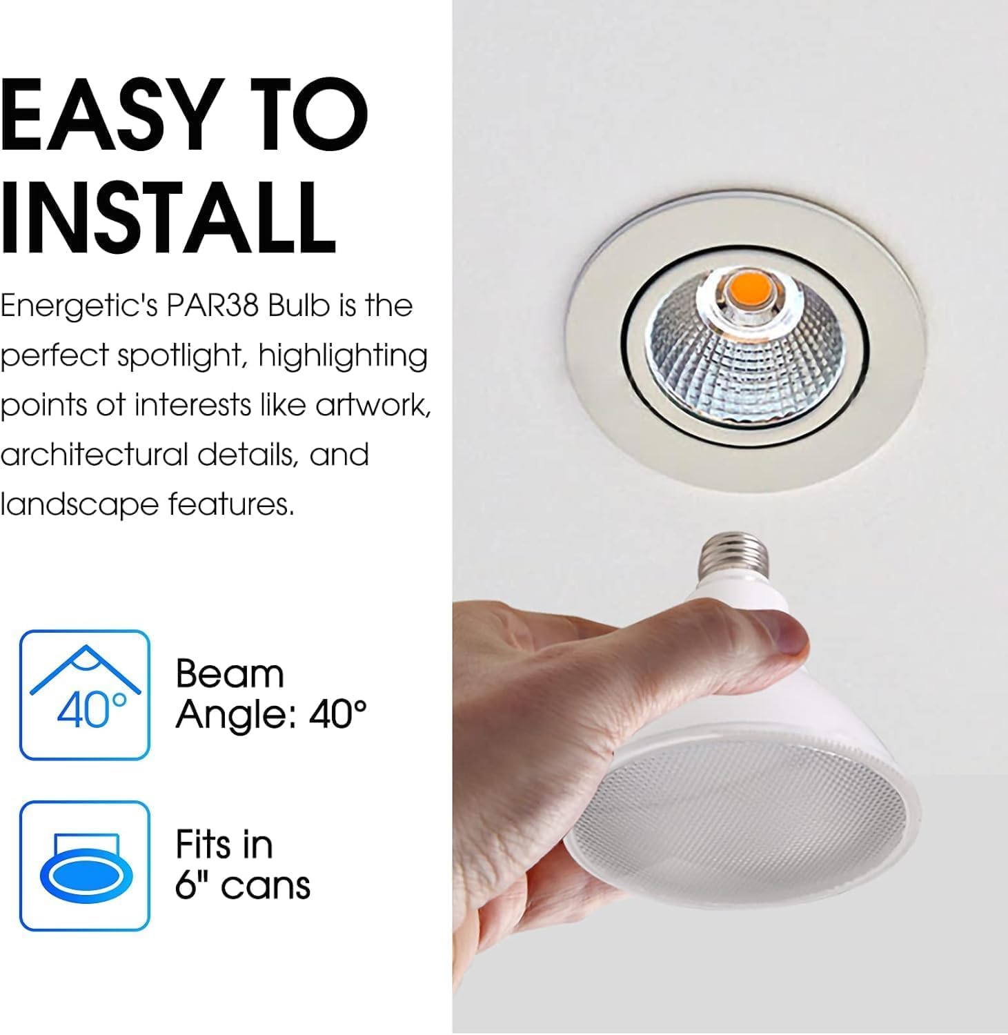 Energetic Led Par38 Outdoor Flood Light Bulb Home Residential Patio Driveway Light, Par38 Led Bulb, 2700K Soft White Dimmable, 1