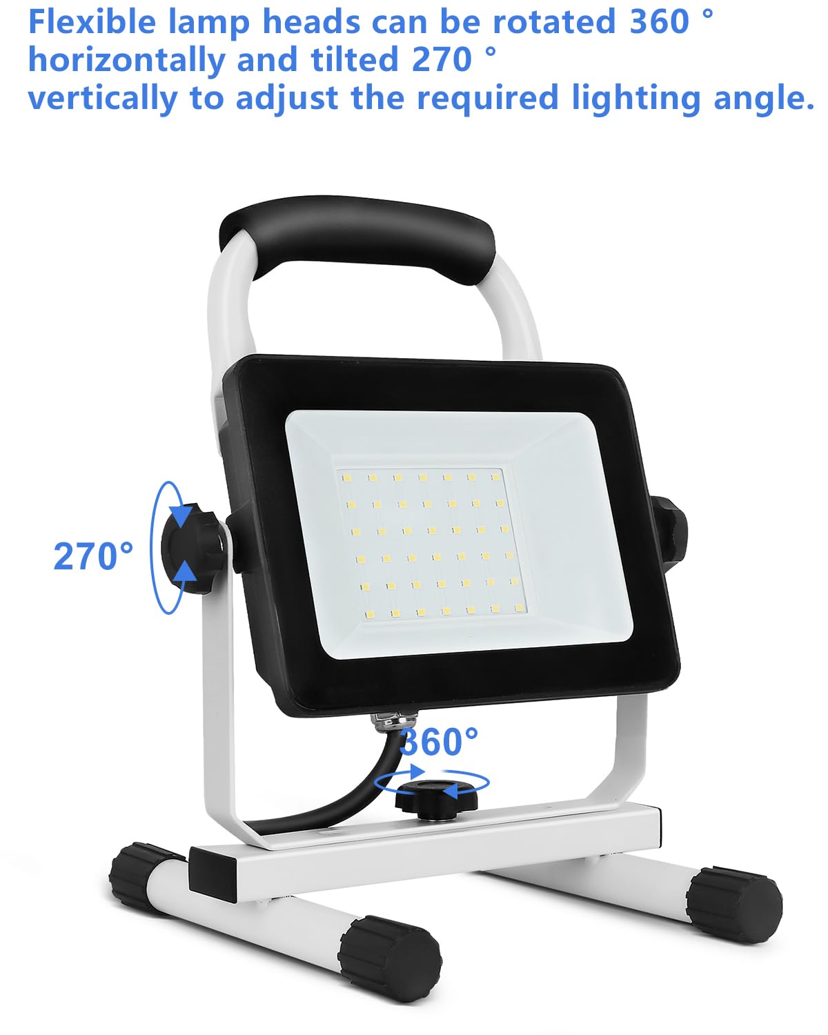 Ufond 4000 Lumen Led Work Light With Stand,40W Waterproof Portable Flood Lights, Worklight Brightness Angle Adjustable, With Swi