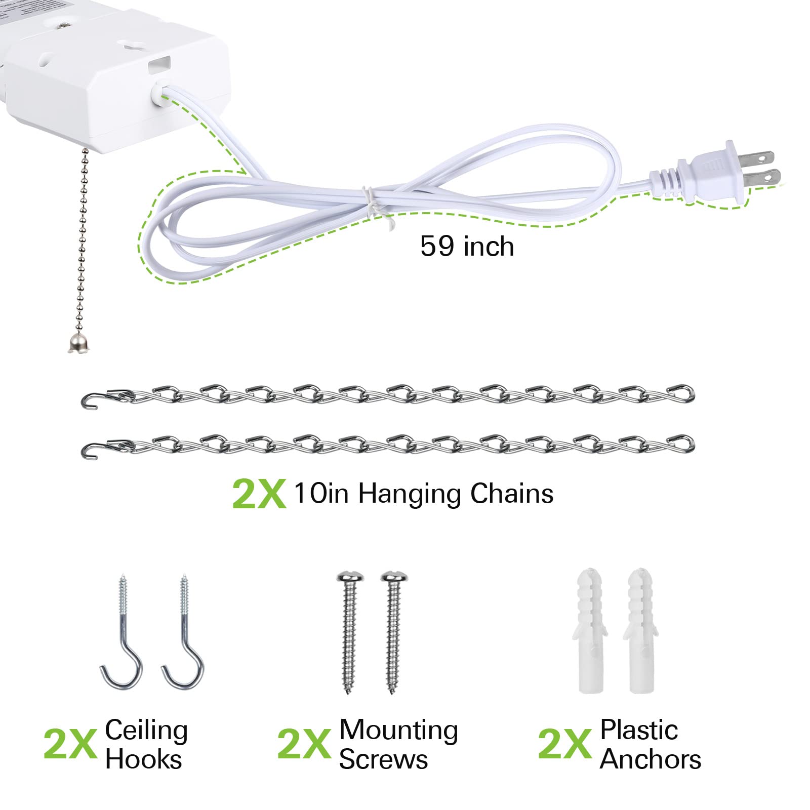 5000K Led Shop Light Linkable, 4Ft Daylight 42W Led Ceiling Lights For Garages, Workshops, Basements, Hanging Or Flushmount, Included Power Cord And Pull Chain, 4400Lm, Etl- 1 Pack