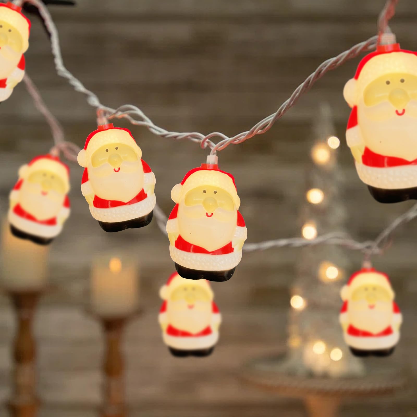 Christmas Santa String Lights, 8.5Ft Christmas Decorations Lights Outdoor With 10 Santa Claus Lights, Plug In Christmas Fairy Li