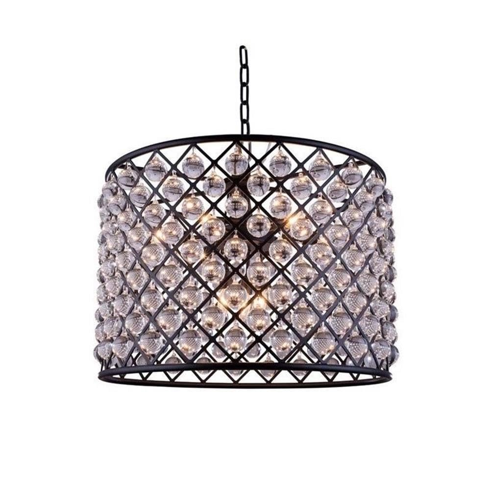 Elegant Lighting Madison Collection 1204D27MB/RC 8-Light Pendant Lamp with Royal Cut Crystals, Mocha Brown Finish