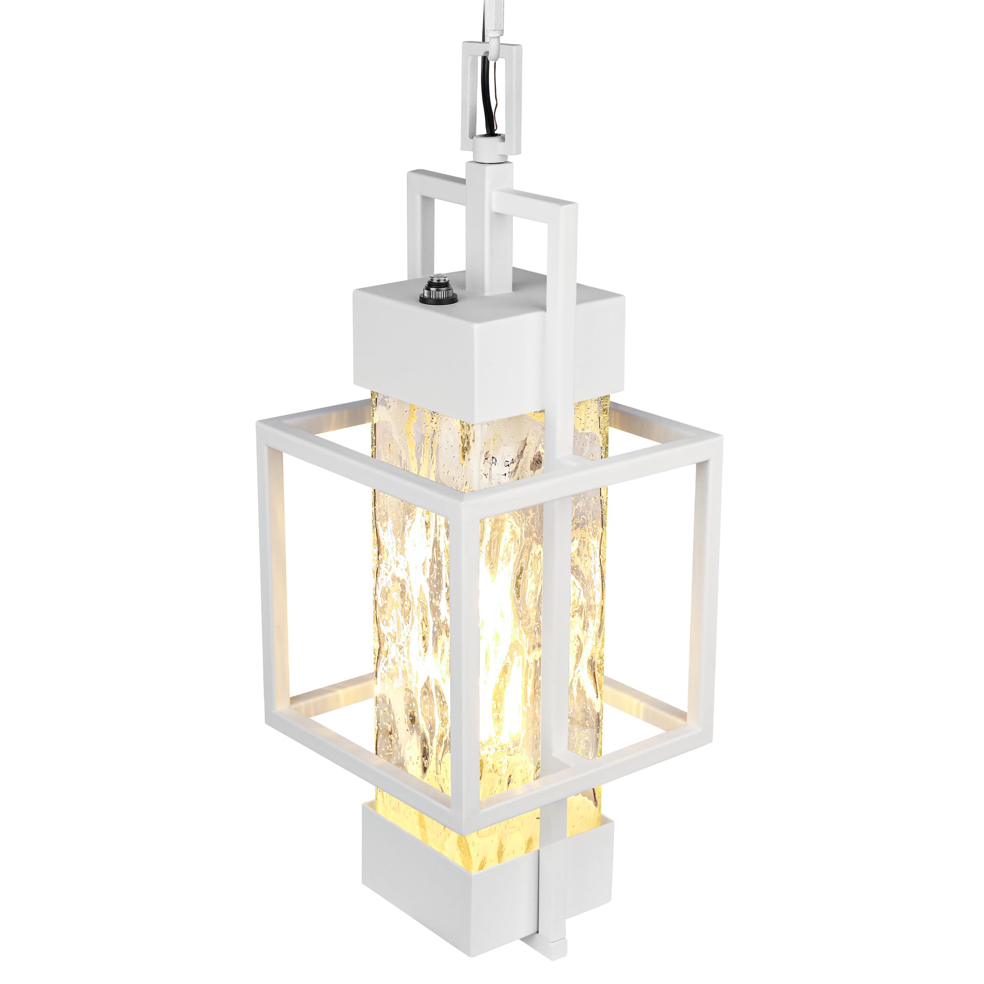 PARTPHONER 15'' Dusk to Dawn Outdoor Pendant Light Exterior Hanging Lantern, Modern Metal Outside Chandelier Light Fixture Ceili